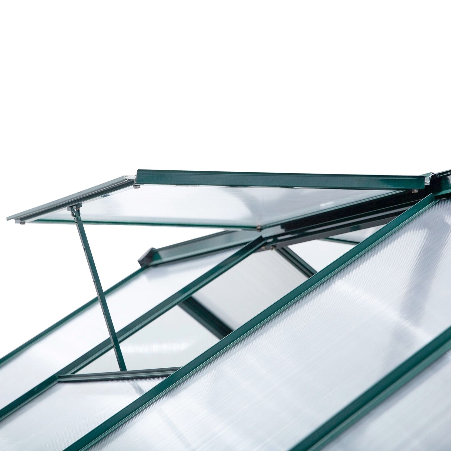 6' x 10' x 6.6' Polycarbonate Greenhouse, Walk-In Green House Kit Garden, Plants Grow, Galvanized Sheet Aluminum Frame with Rain Gutter, Vents and Sliding Door, Green