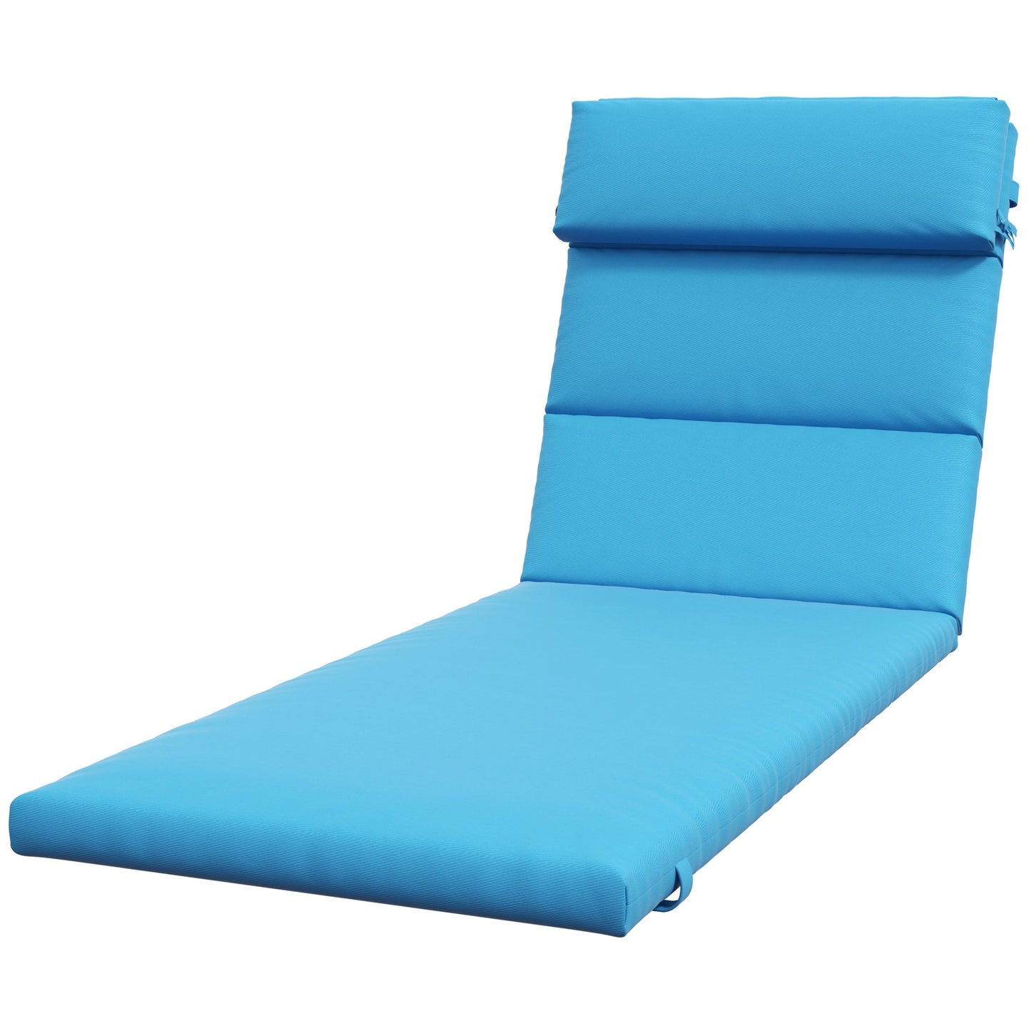 Outdoor Lounge Chair Cushion, Patio Chaise Lounge Cushion with Headrest and Ties, Water Resistant Replacement Sun Lounger Seat Pads, Turquoise