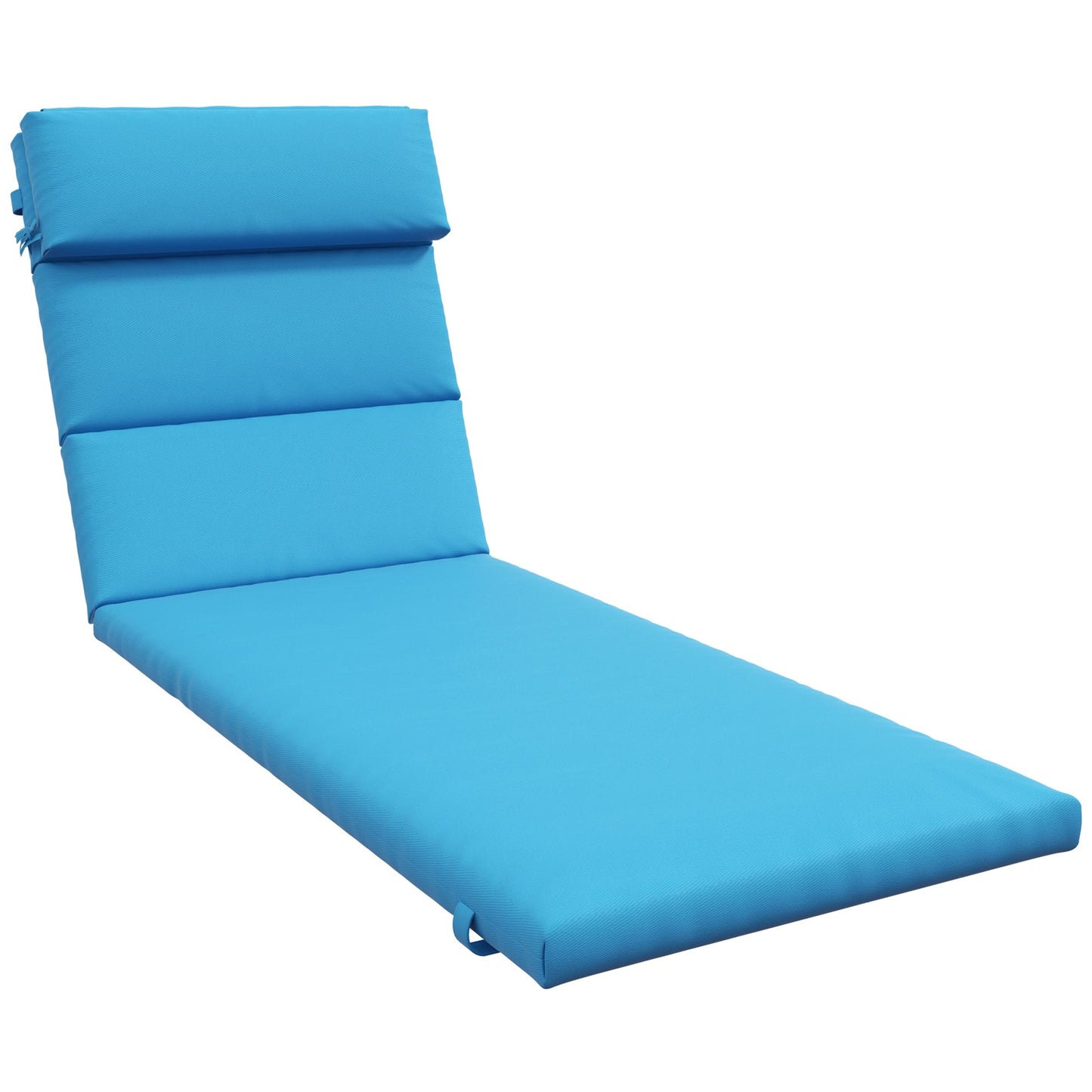 Outdoor Lounge Chair Cushion, Patio Chaise Lounge Cushion with Headrest and Ties, Water Resistant Replacement Sun Lounger Seat Pads, Turquoise