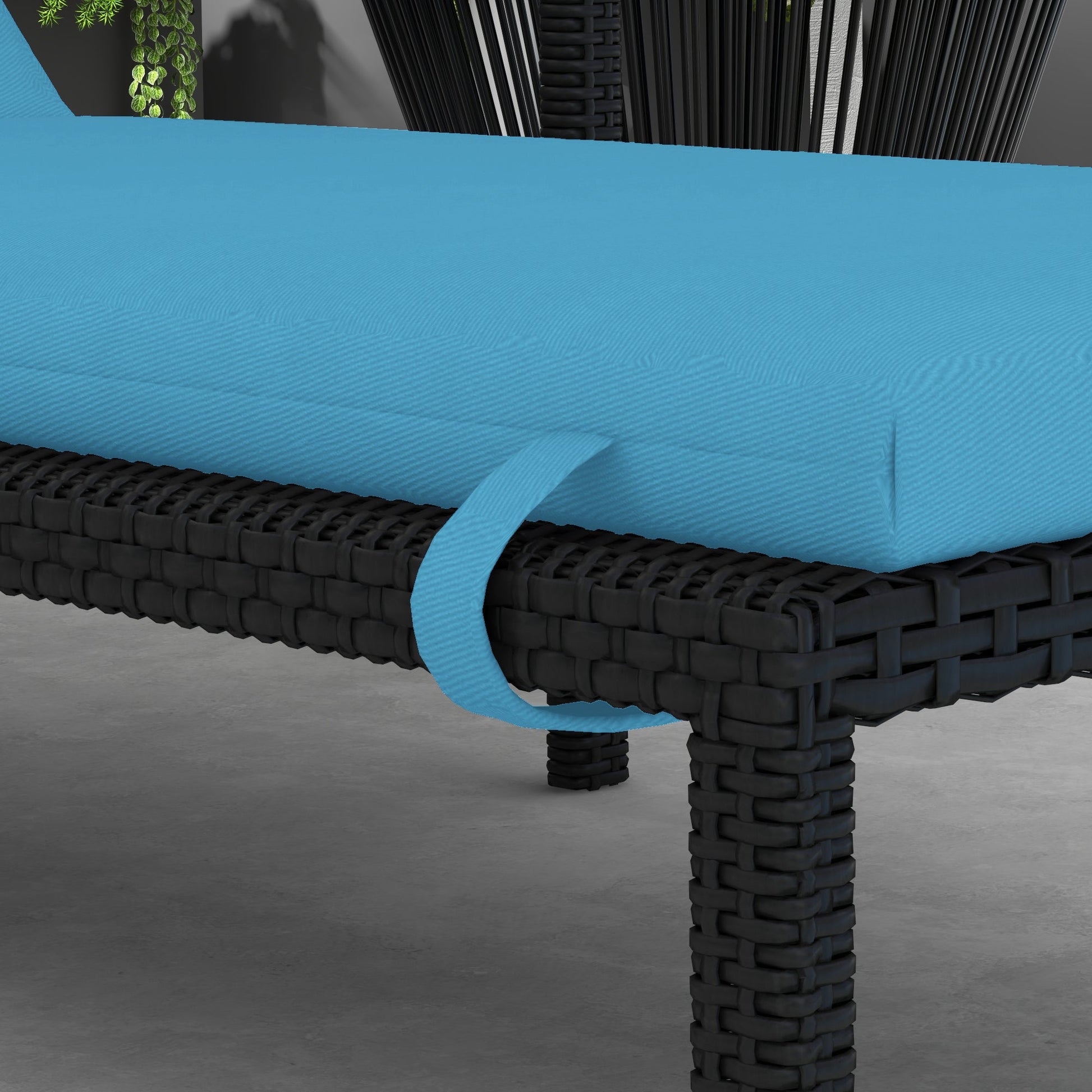 Outdoor Lounge Chair Cushion, Patio Chaise Lounge Cushion with Headrest and Ties, Water Resistant Replacement Sun Lounger Seat Pads, Turquoise
