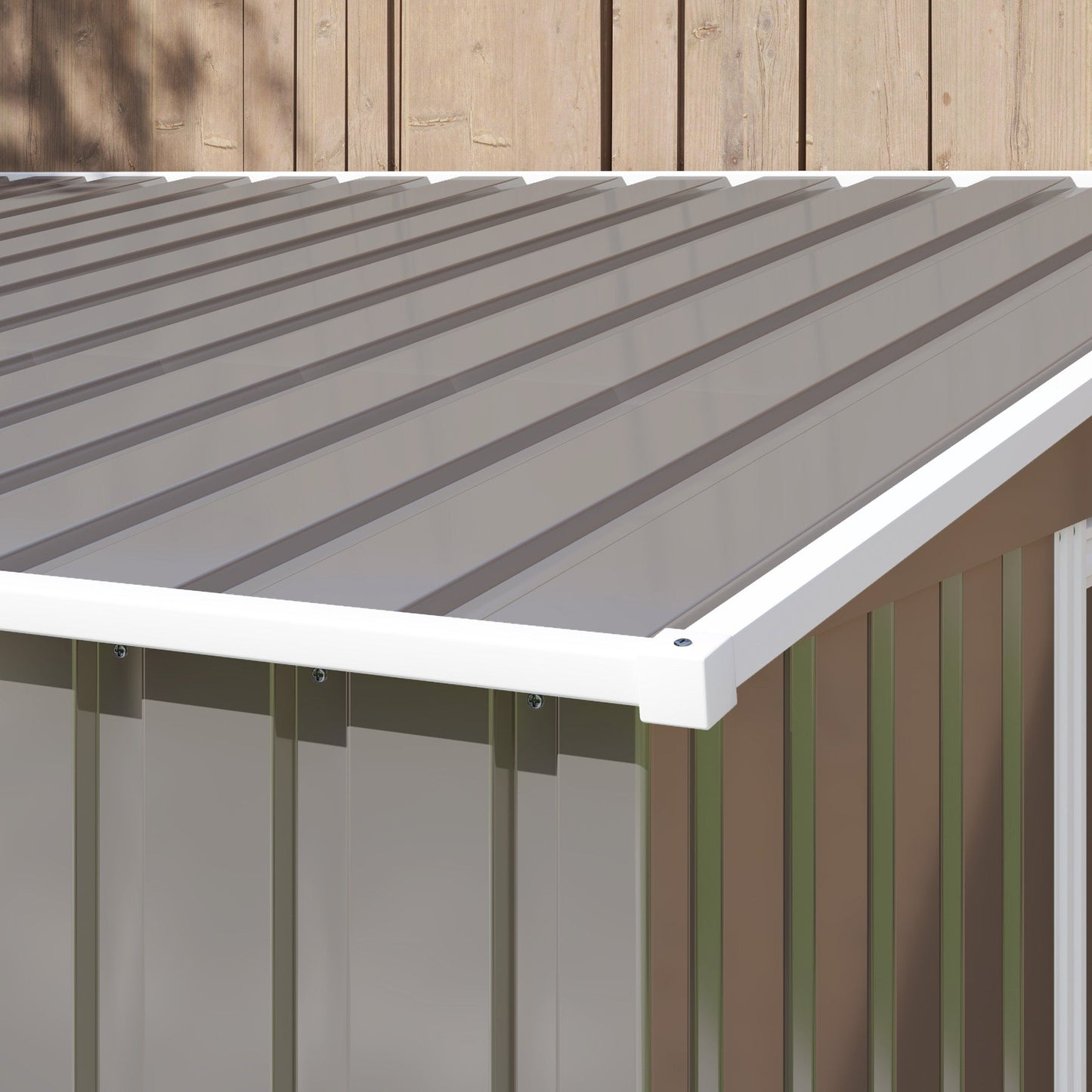 5 x 7FT Lean to Outdoor Storage Shed with Foundation Kit, Metal Garden Shed with Adjustable Shelves, Sliding Door, Vents, Hooks for Backyard, Patio, Lawn, Light Grey