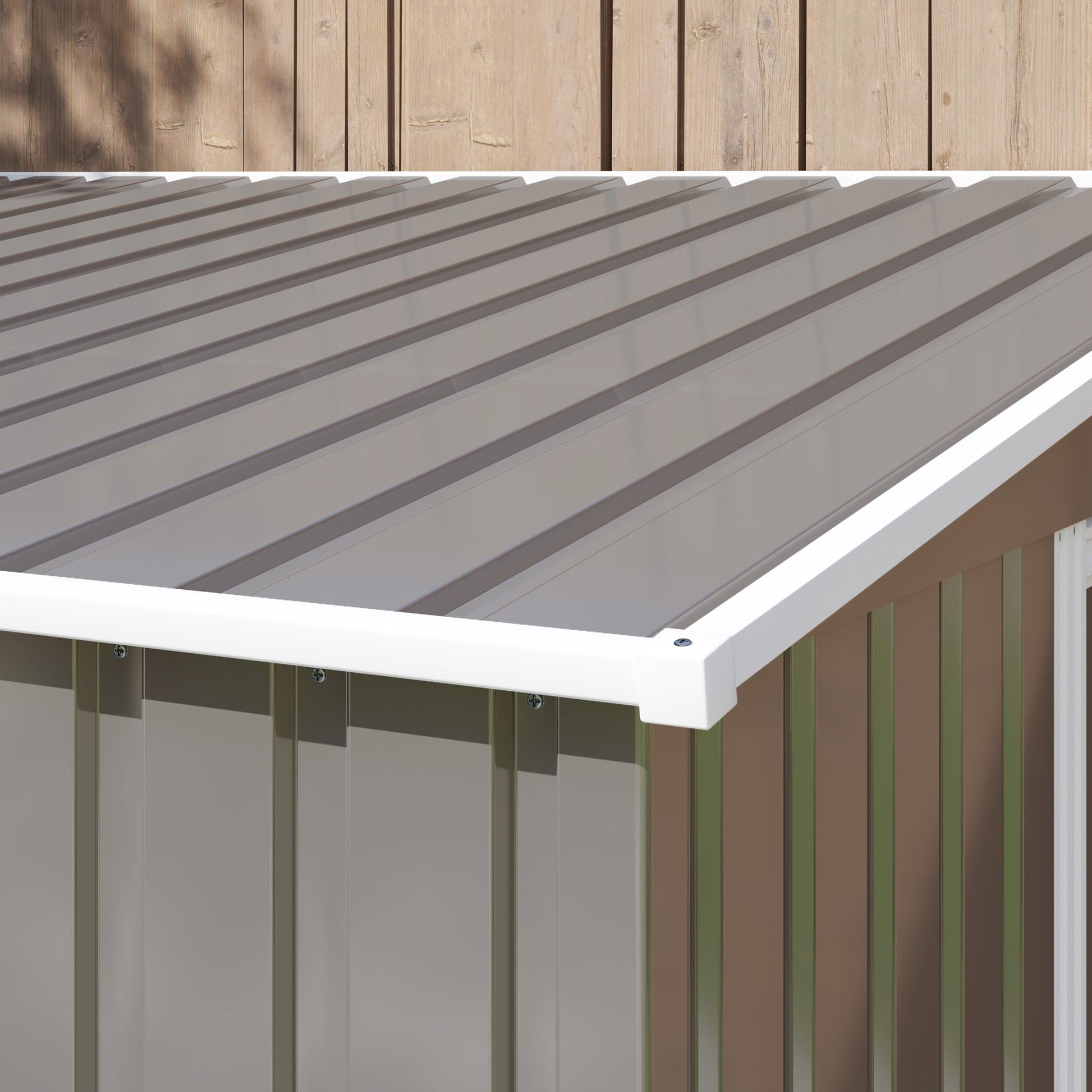 5 x 7FT Lean to Outdoor Storage Shed with Foundation Kit, Metal Garden Shed with Adjustable Shelves, Sliding Door, Vents, Hooks for Backyard, Patio, Lawn, Light Grey