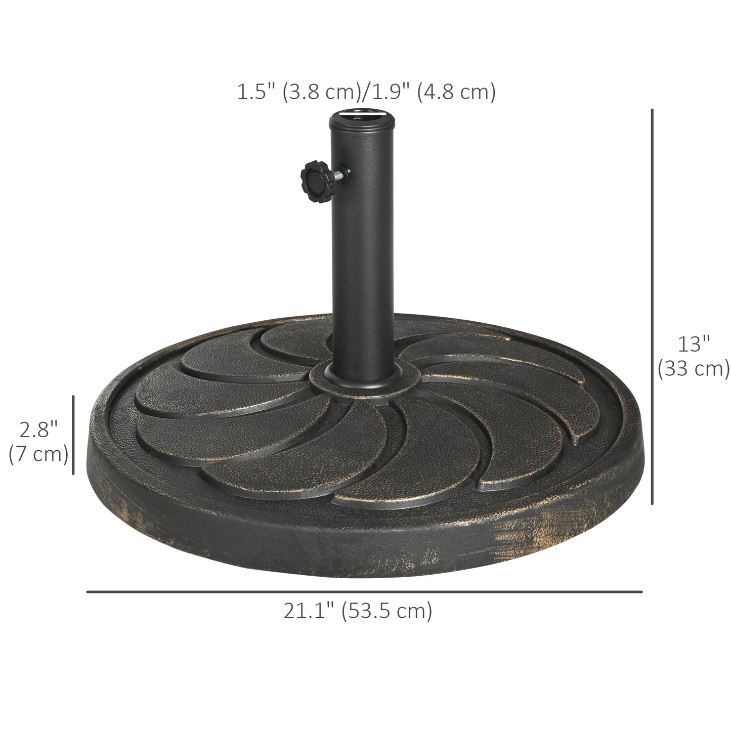 21" Round Resin Patio Umbrella Base, 40 lb Heavy Duty Market Umbrella Base Stand, Umbrella Holder for Outdoor, Garden, Backyard, Bronze