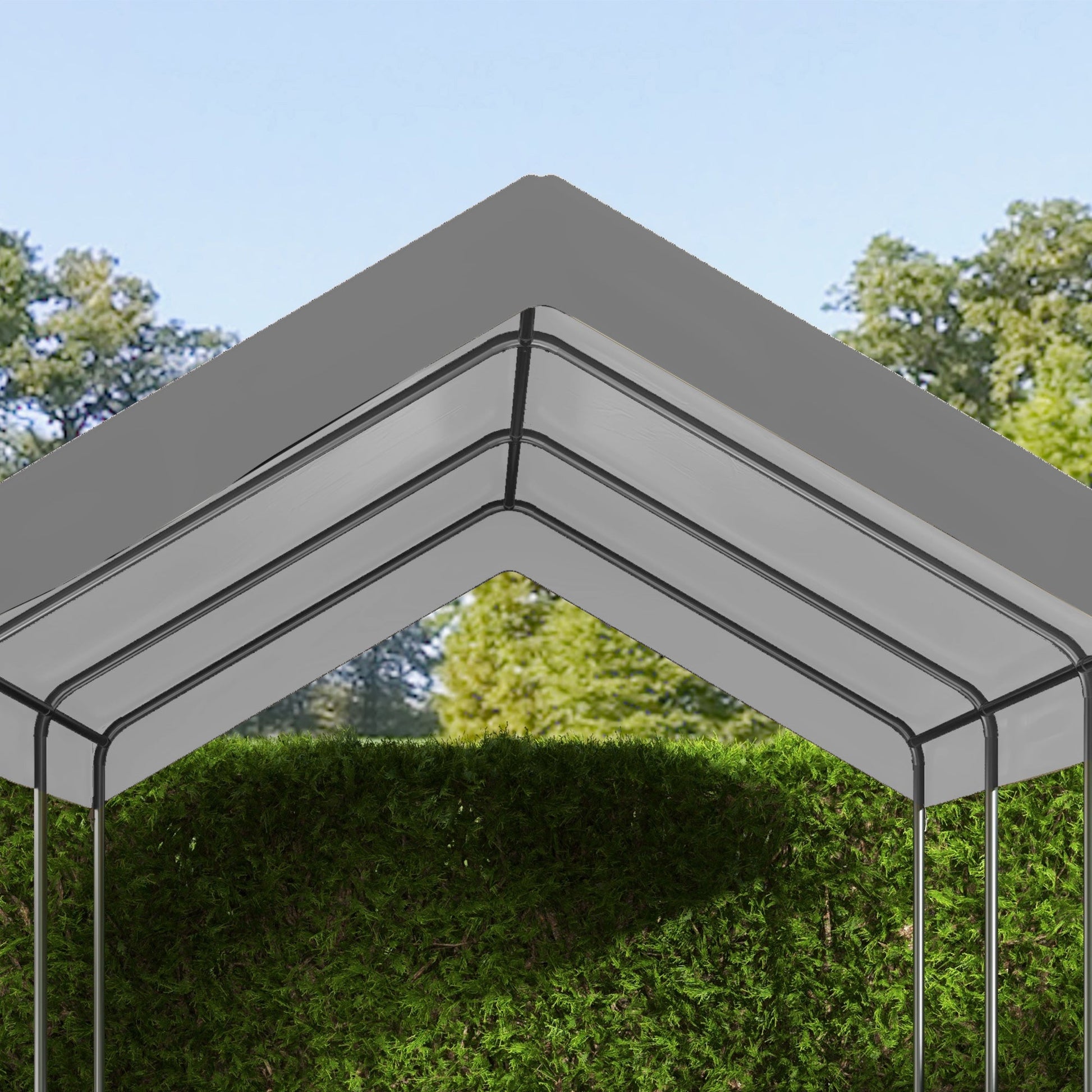 10 x 20 ft Carport Replacement Canopy, UV Resistant Garage Car Cover with Ball Bungee Cords, Dark Grey, (Only Cover)