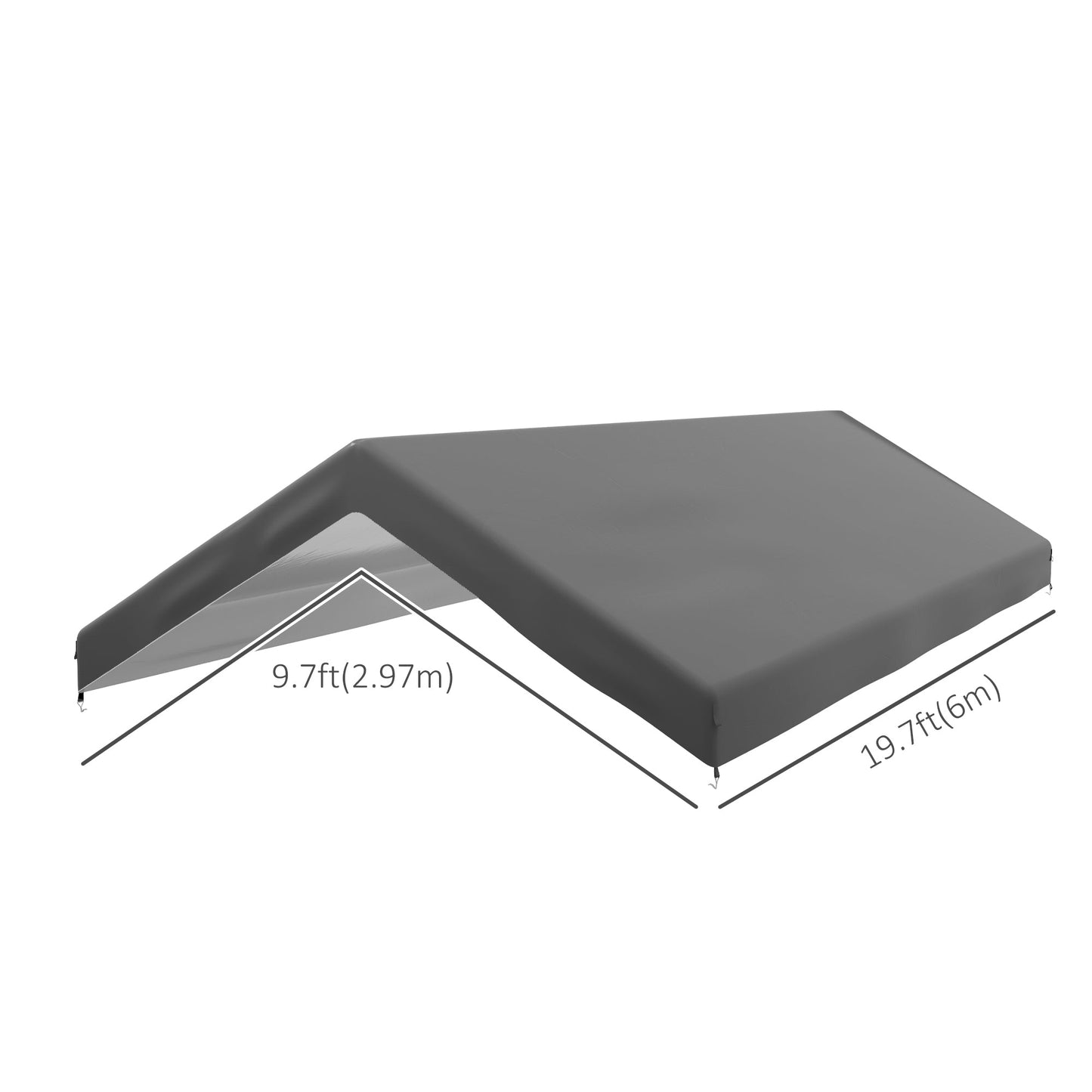 10 x 20 ft Carport Replacement Canopy, UV Resistant Garage Car Cover with Ball Bungee Cords, Dark Grey, (Only Cover)