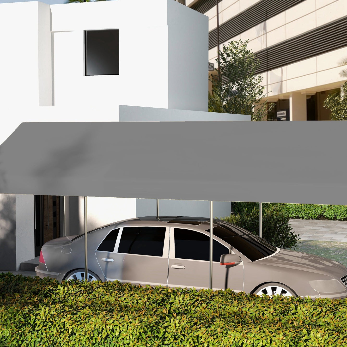 10 x 20 ft Carport Replacement Canopy, UV Resistant Garage Car Cover with Ball Bungee Cords, Dark Grey, (Only Cover)