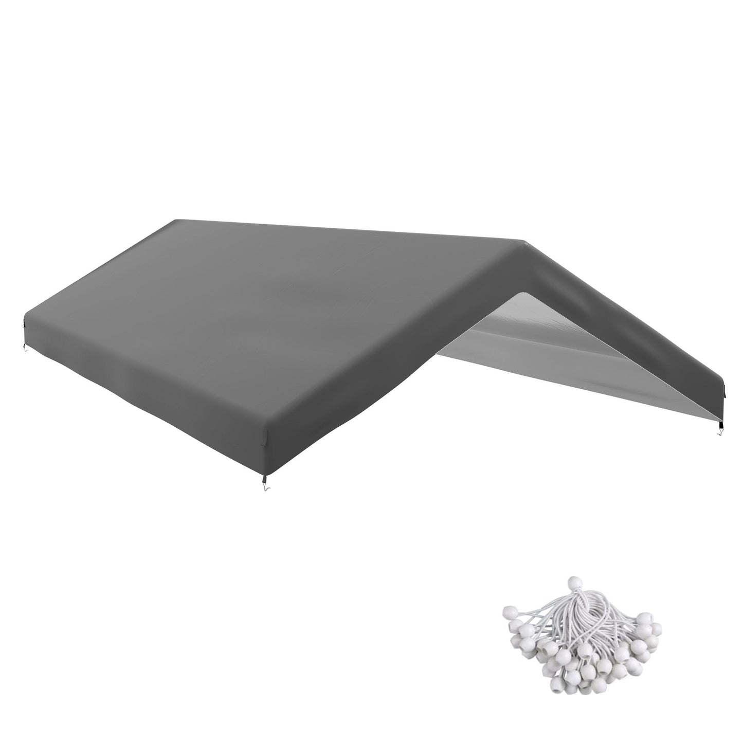 10 x 20 ft Carport Replacement Canopy, UV Resistant Garage Car Cover with Ball Bungee Cords, Dark Grey, (Only Cover)