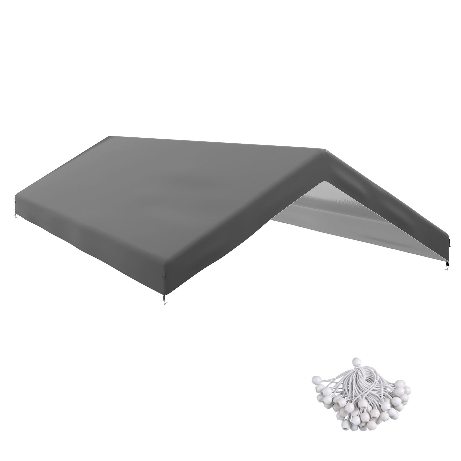 10 x 20 ft Carport Replacement Canopy, UV Resistant Garage Car Cover with Ball Bungee Cords, Dark Grey, (Only Cover)