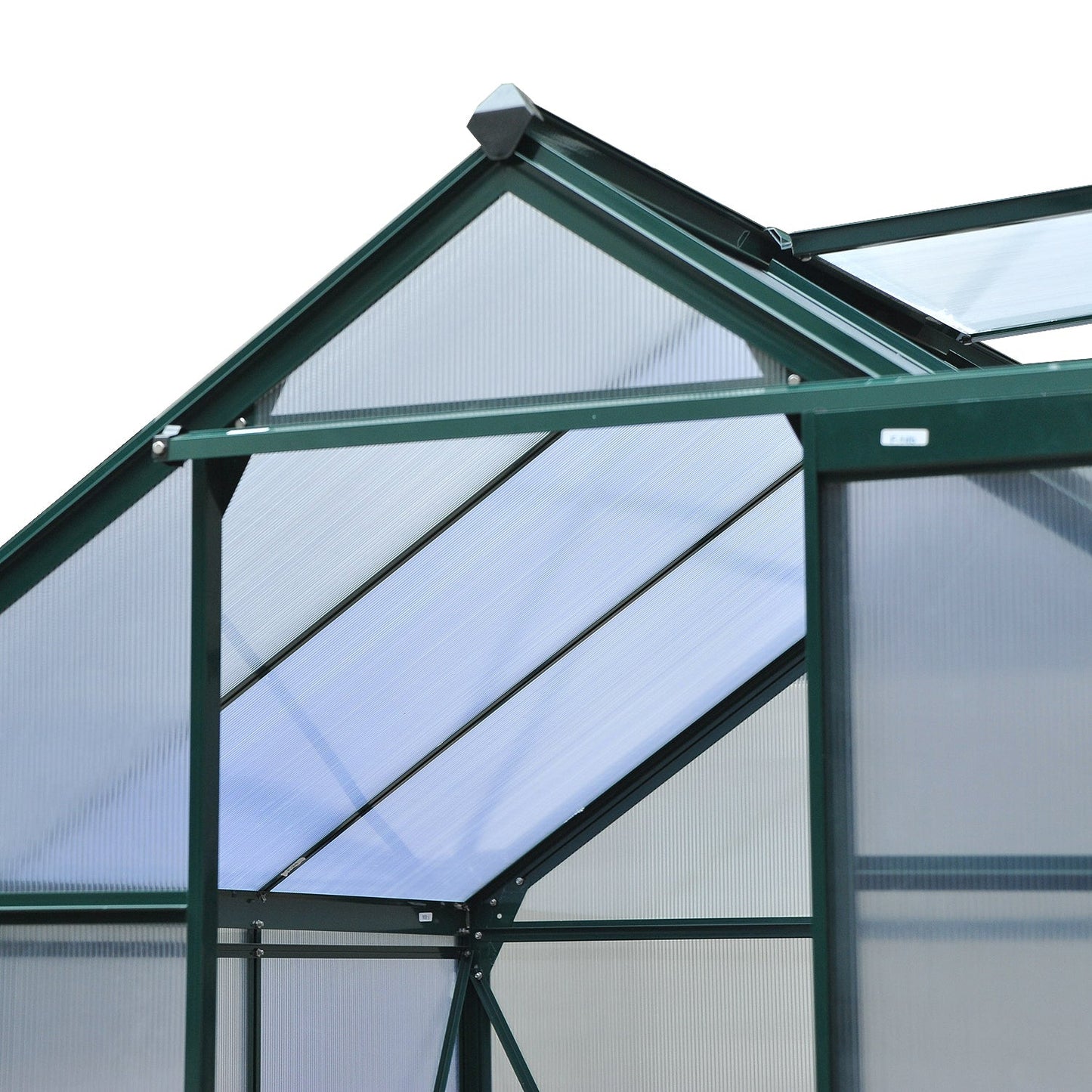6' x 6' x 6.6' Polycarbonate Greenhouse, Walk-In Green House Kit Garden, Plants Grow, Galvanized Sheet Aluminum Frame with Rain Gutter, Vent and Sliding Door, Green