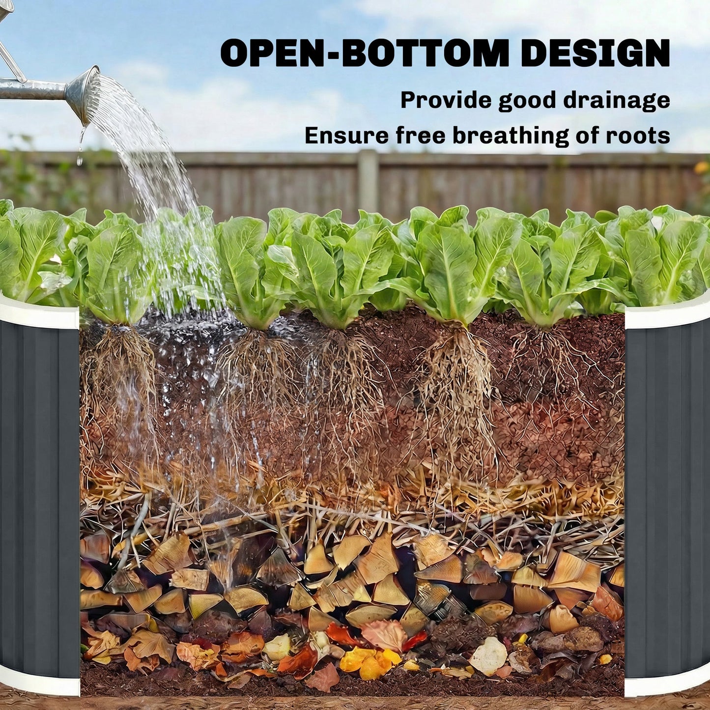 Galvanized Raised Garden Bed, 5' x 2' x 2' Deep Rot Planter Box with Gloves and Plant Labels, Metal Outdoor Garden Bed for Flowers, Herbs and Vegetables, Dark Grey