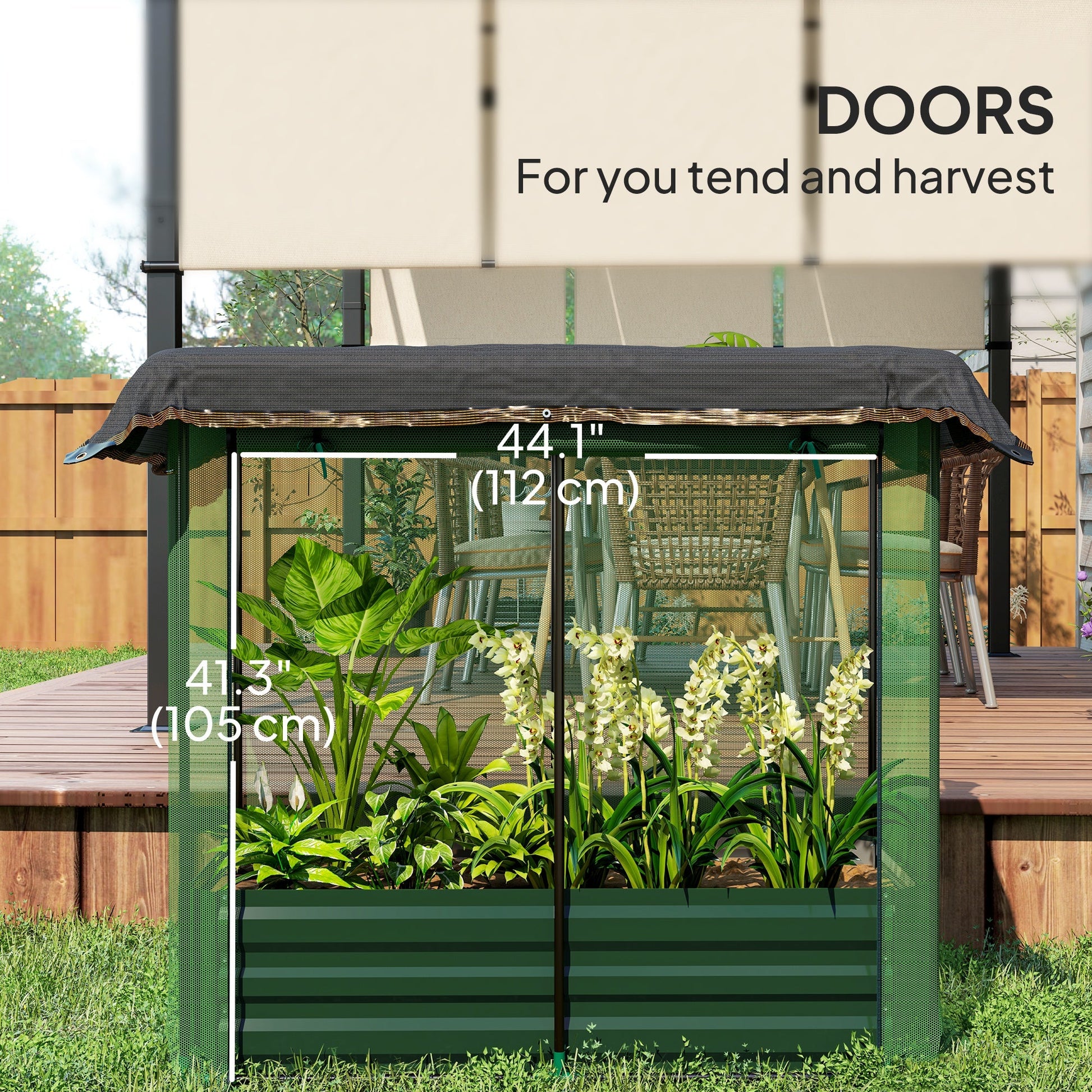 4.1 x 2.1ft Galvanized Raised Garden Bed with Cover, Metal Planter Box with Crop Cage Plant Protection Net and Shade Cloth, for Vegetables, Flowers, Herbs, Green