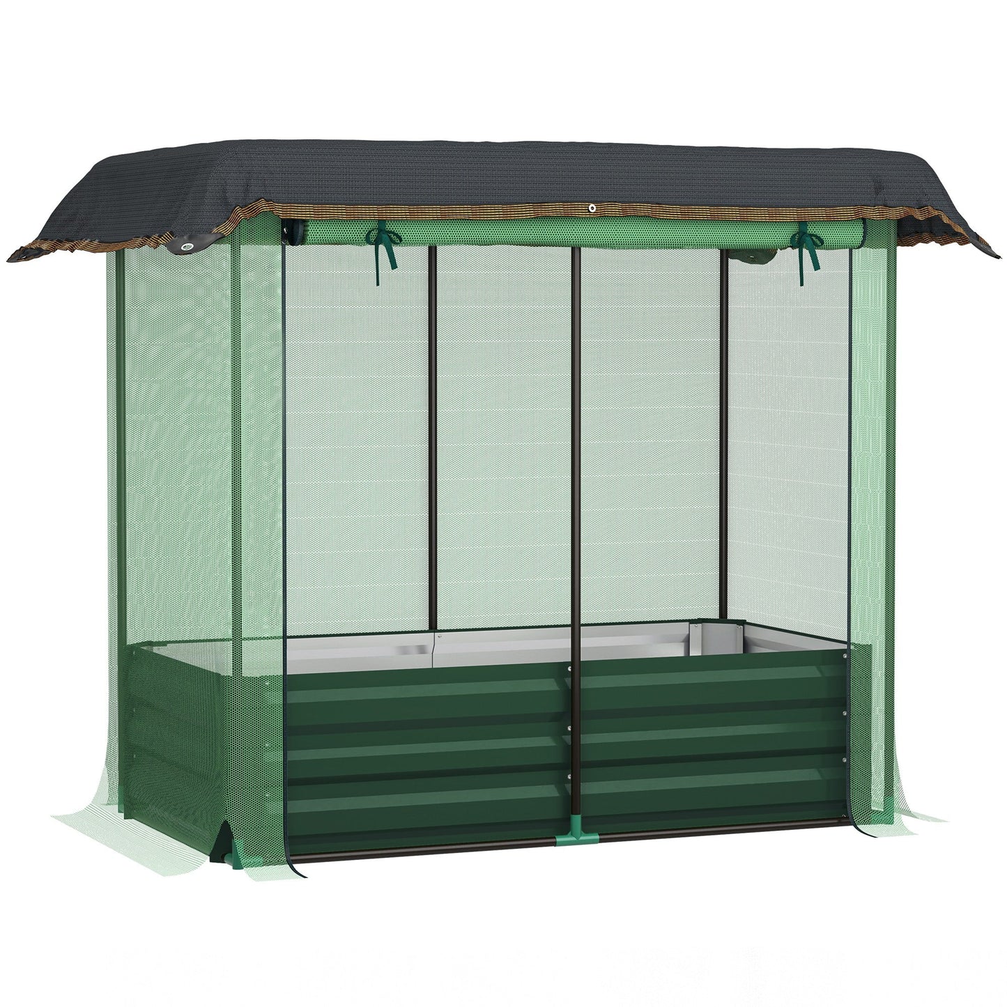 4.1 x 2.1ft Galvanized Raised Garden Bed with Cover, Metal Planter Box with Crop Cage Plant Protection Net and Shade Cloth, for Vegetables, Flowers, Herbs, Green