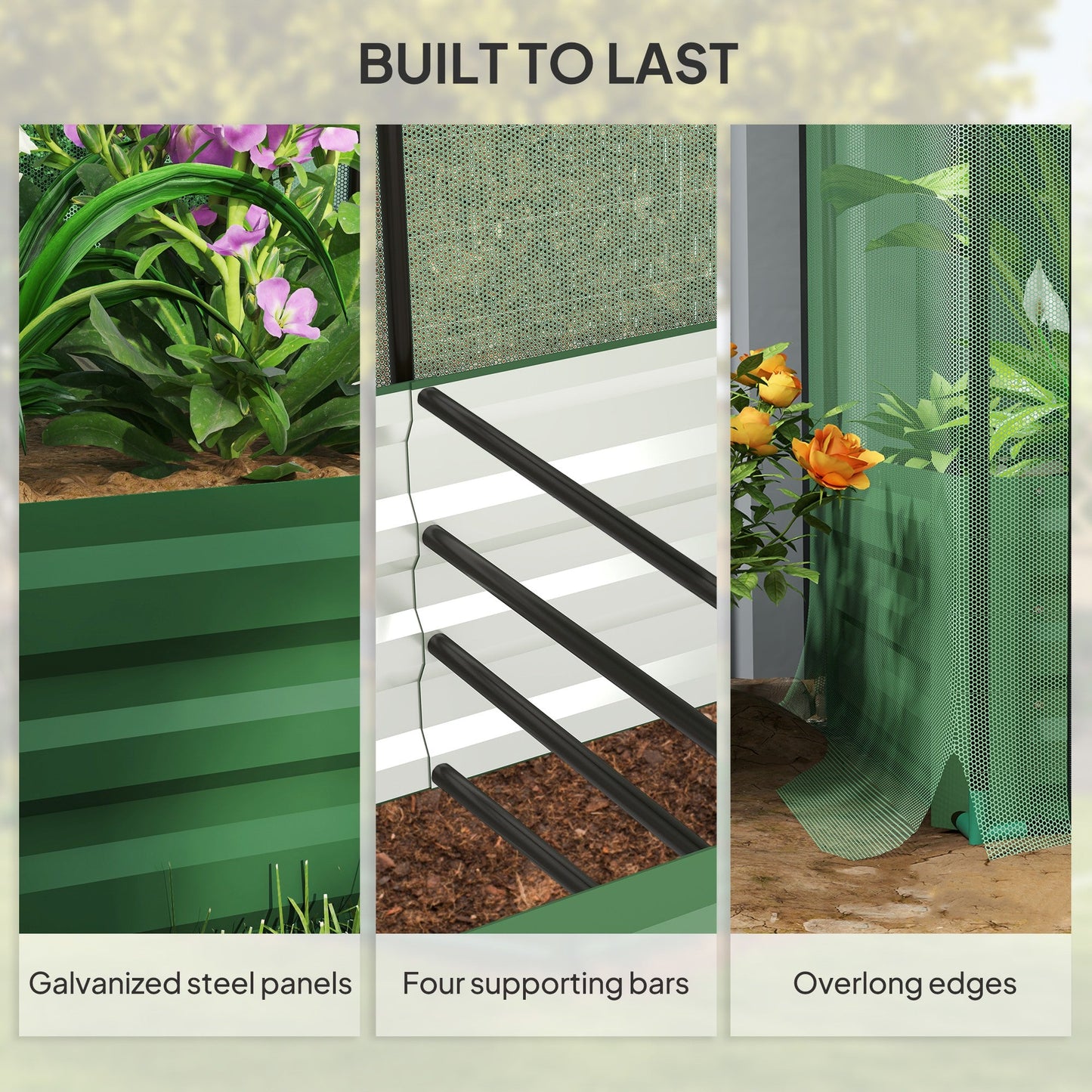 4.1 x 2.1ft Galvanized Raised Garden Bed with Cover, Metal Planter Box with Crop Cage Plant Protection Net and Shade Cloth, for Vegetables, Flowers, Herbs, Green