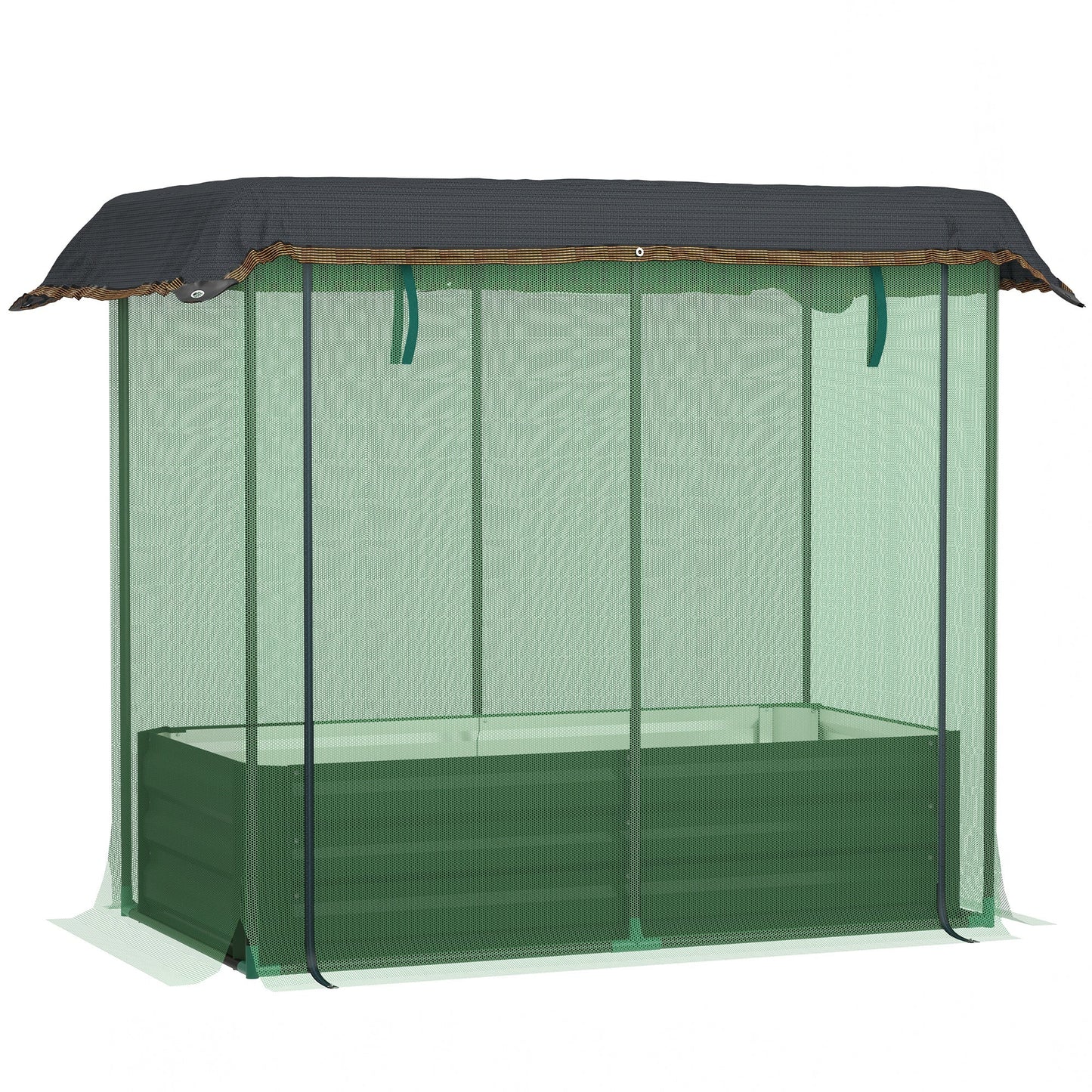 4.1 x 2.1ft Galvanized Raised Garden Bed with Cover, Metal Planter Box with Crop Cage Plant Protection Net and Shade Cloth, for Vegetables, Flowers, Herbs, Green