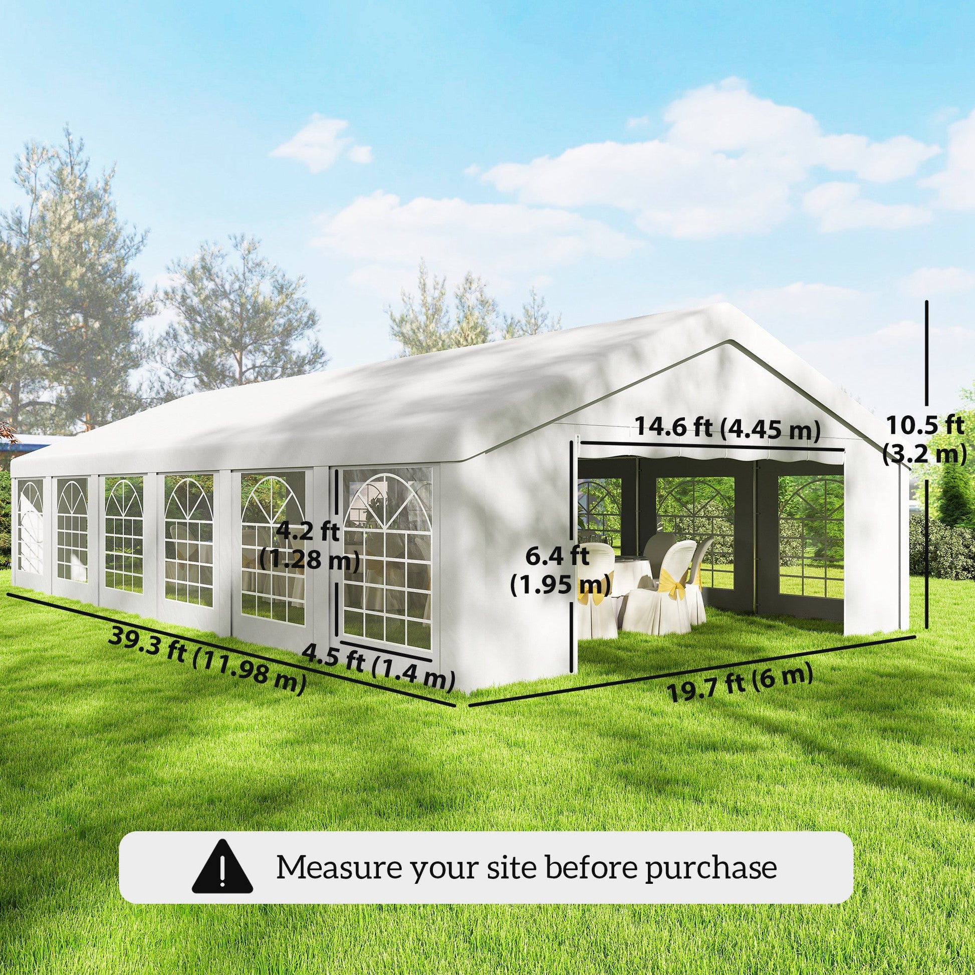 20' x 40' Heavy Duty Party Tent and Carport, Galvanized Outdoor Canopy Tent Event Tent with 12 Removable Window Sidewalls for Parties, Wedding, Events, BBQ, White