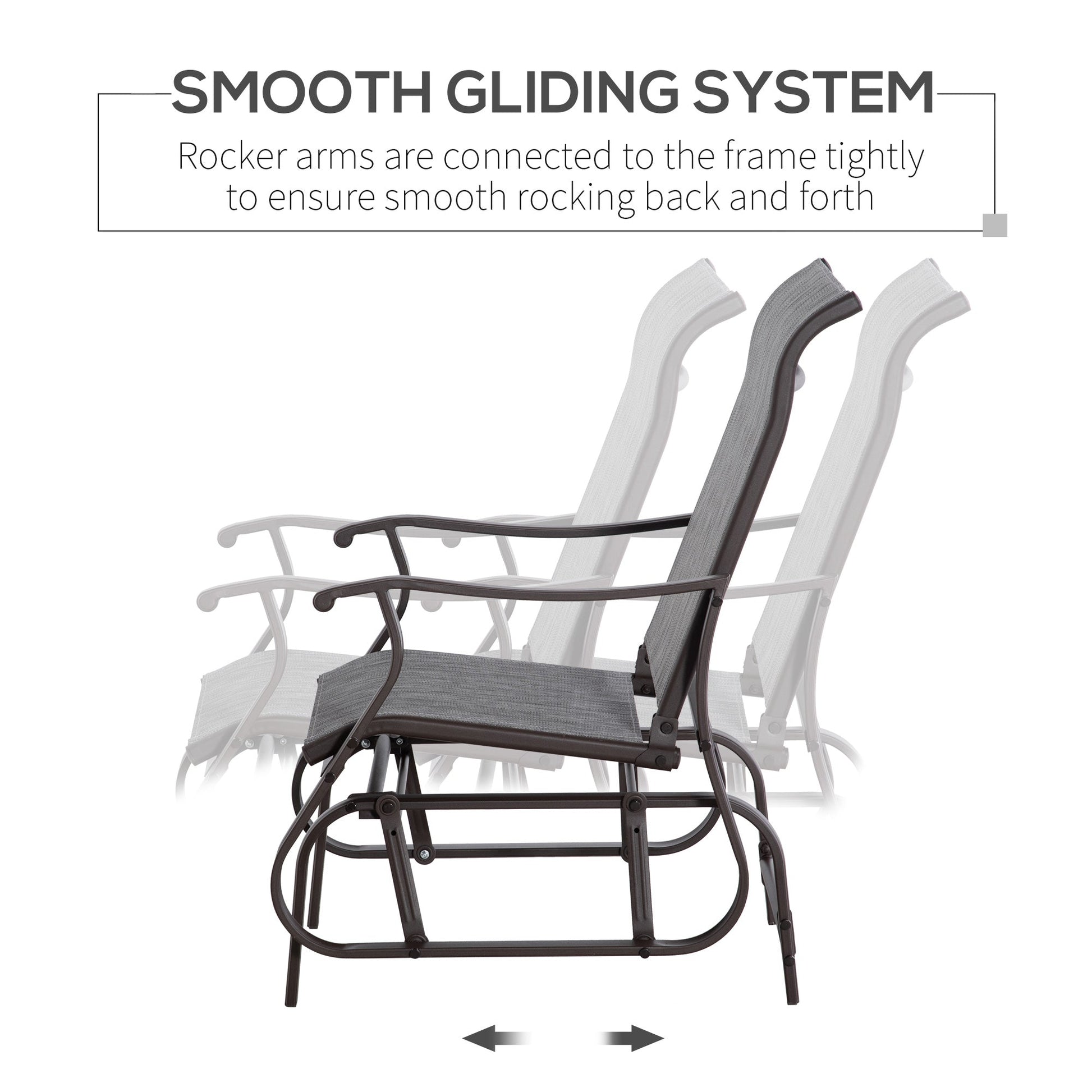 Outdoor Glider Chair, Patio Glider with Steel Frame and Mesh Fabric, Garden Chair for Backyard, Garden, and Porch, Grey