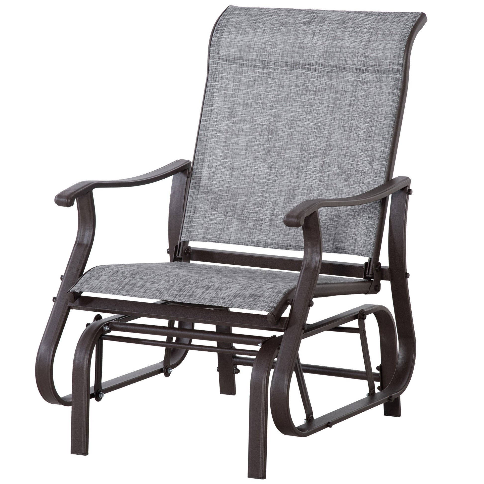 Outdoor Glider Chair, Patio Glider with Steel Frame and Mesh Fabric, Garden Chair for Backyard, Garden, and Porch, Grey