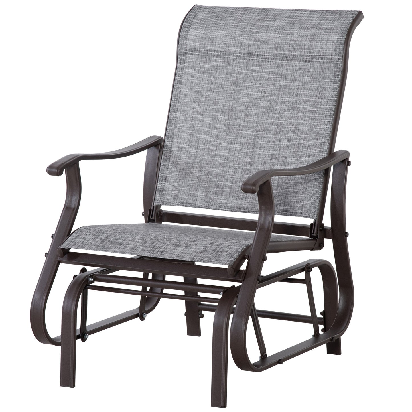 Outdoor Glider Chair, Patio Glider with Steel Frame and Mesh Fabric, Garden Chair for Backyard, Garden, and Porch, Grey