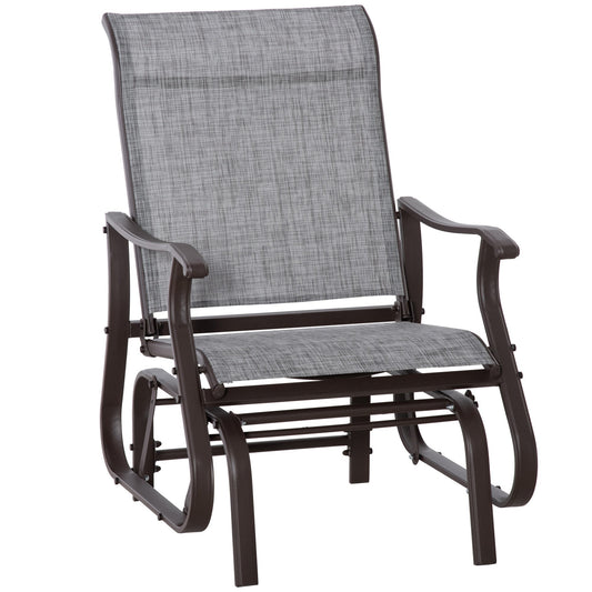 Outdoor Glider Chair, Patio Glider with Steel Frame and Mesh Fabric, Garden Chair for Backyard, Garden, and Porch, Grey