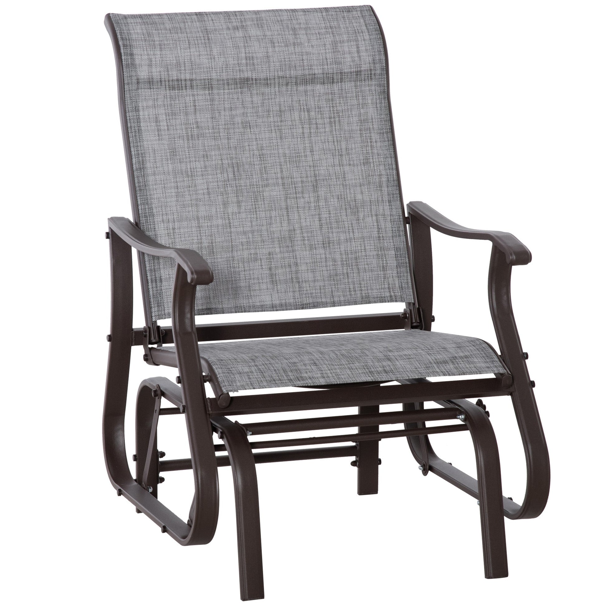 Outdoor Glider Chair, Patio Glider with Steel Frame and Mesh Fabric, Garden Chair for Backyard, Garden, and Porch, Grey