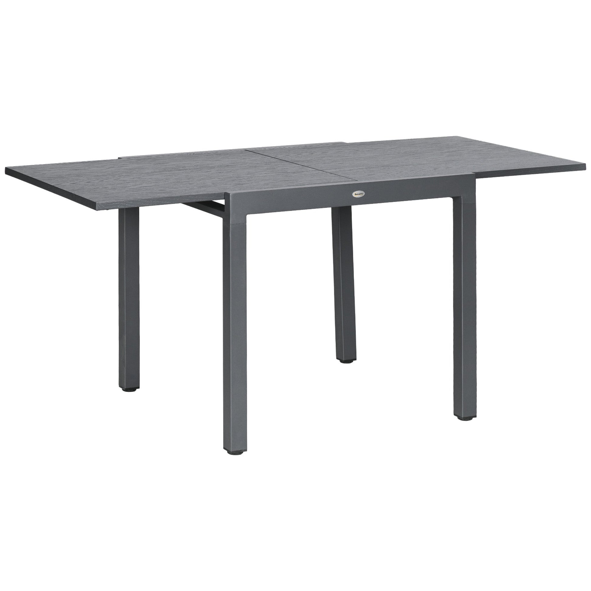 Extendable Outdoor Dining Table for 4-6, 31.5"-63" Rectangle Patio Table with Aluminium Frame, Steel Tabletop, for Garden, Backyard, Balcony, Deck, Dark Grey