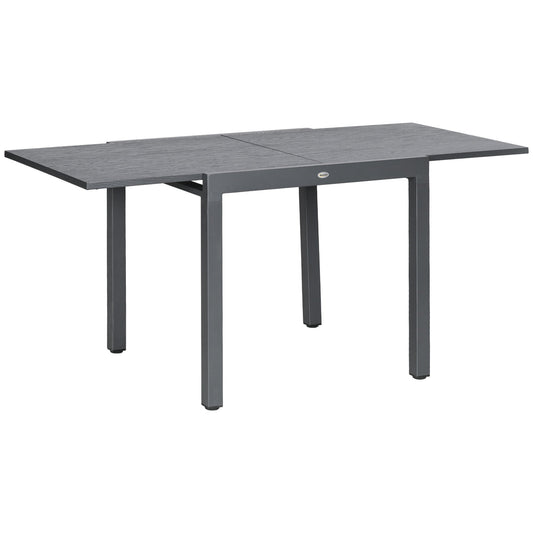 Extendable Outdoor Dining Table for 4-6, 31.5"-63" Rectangle Patio Table with Aluminium Frame, Steel Tabletop, for Garden, Backyard, Balcony, Deck, Dark Grey