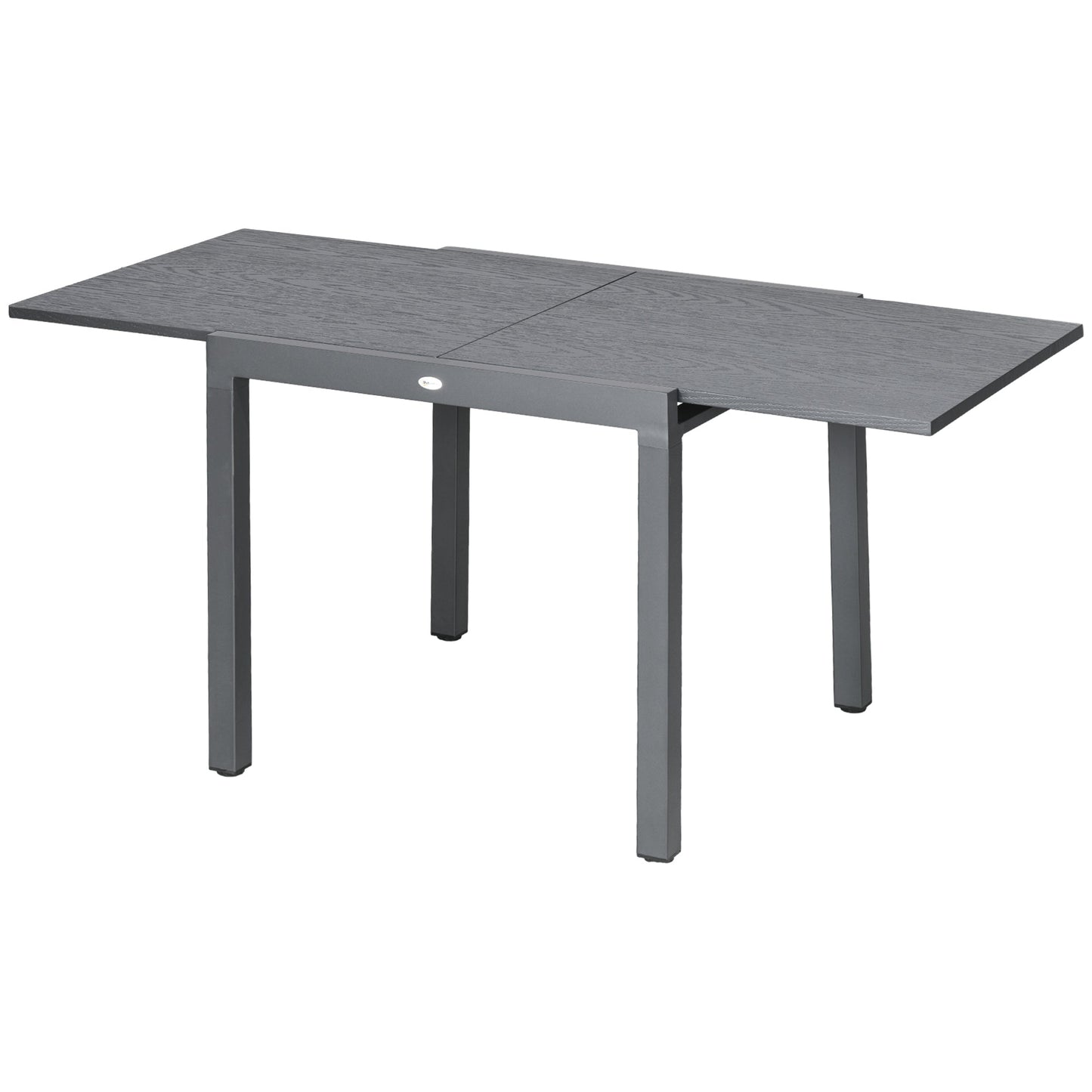 Extendable Outdoor Dining Table for 4-6, 31.5"-63" Rectangle Patio Table with Aluminium Frame, Steel Tabletop, for Garden, Backyard, Balcony, Deck, Dark Grey