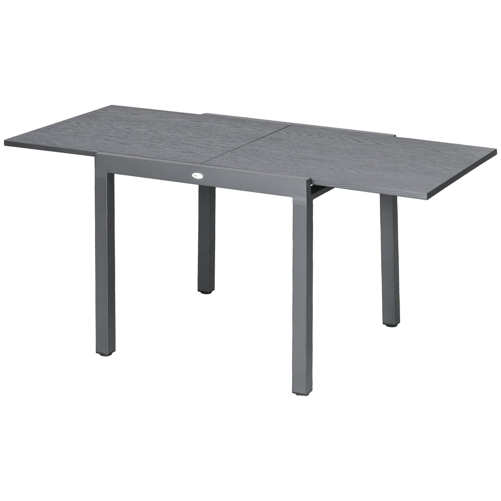 Extendable Outdoor Dining Table for 4-6, 31.5"-63" Rectangle Patio Table with Aluminium Frame, Steel Tabletop, for Garden, Backyard, Balcony, Deck, Dark Grey