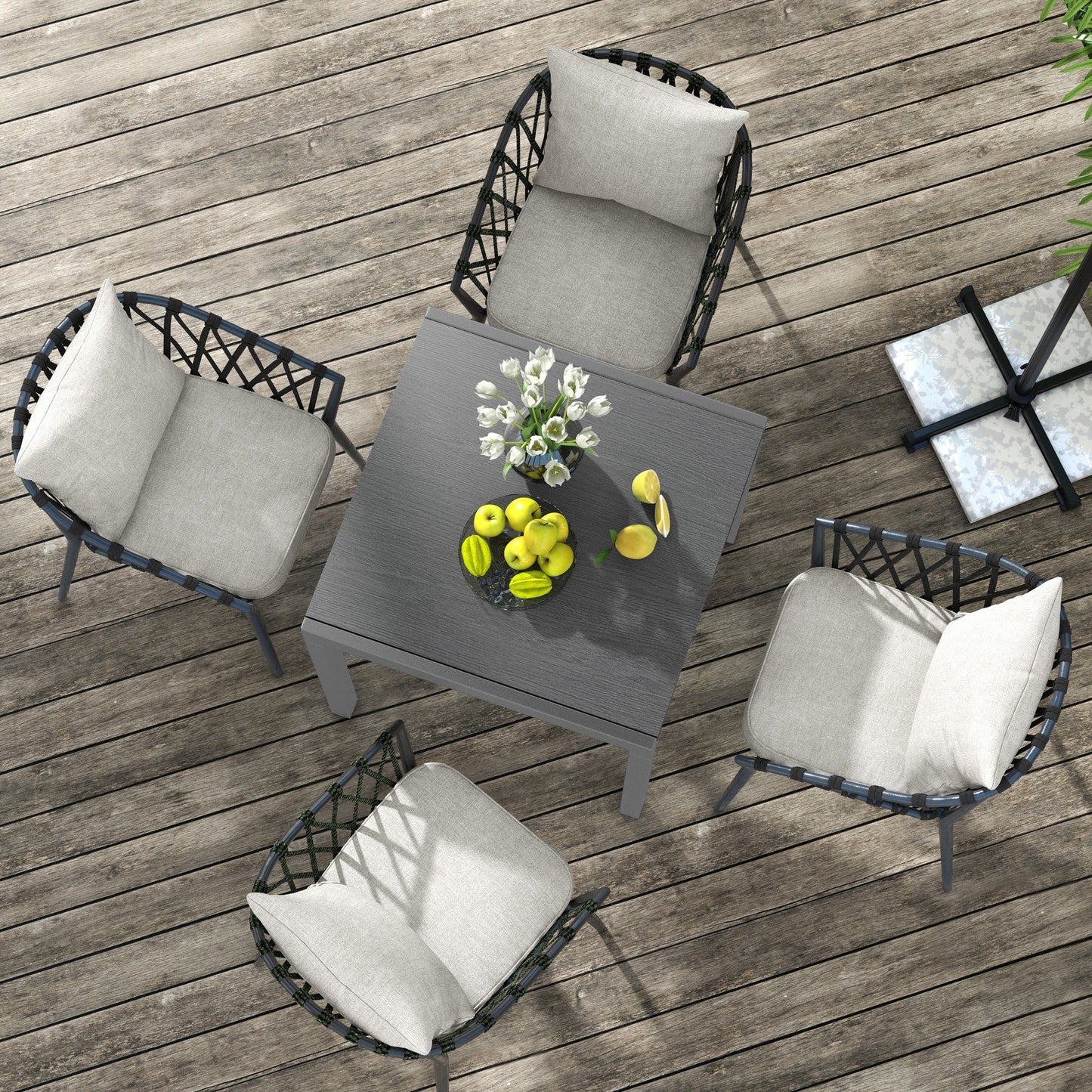 Extendable Outdoor Dining Table for 4-6, 31.5"-63" Rectangle Patio Table with Aluminium Frame, Steel Tabletop, for Garden, Backyard, Balcony, Deck, Dark Grey