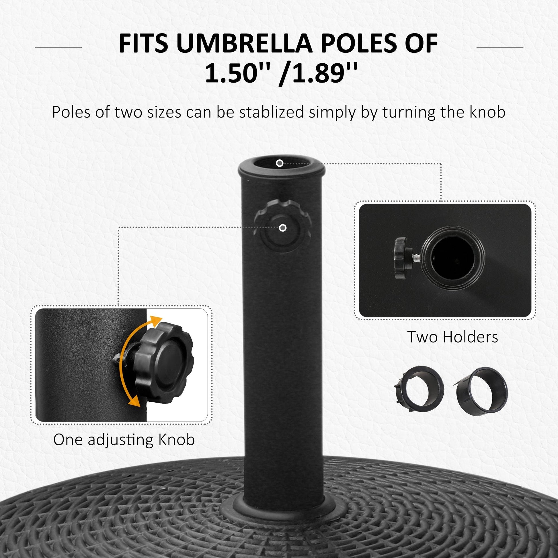 20.5" Round Resin Patio Umbrella Base, 50 lbs Garden Parasol Holder Outdoor Offset Weight Stand with Braked Wheels, Black