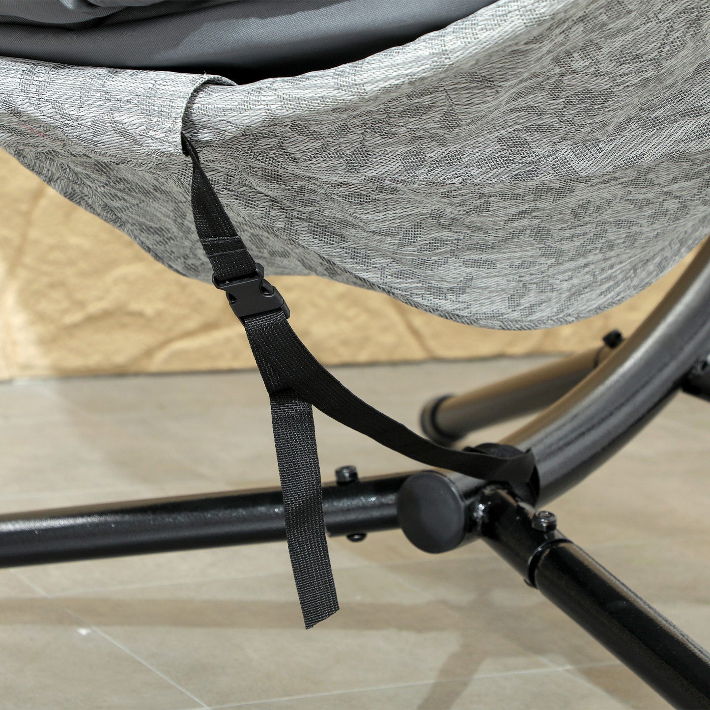 Hanging Egg Chair Outdoor Indoor Swing Chair with Stand and Folding Basket, Egg Hammock Chair with Thickened Cushion, Cup Holder for Patio, Garden, Balcony, Grey