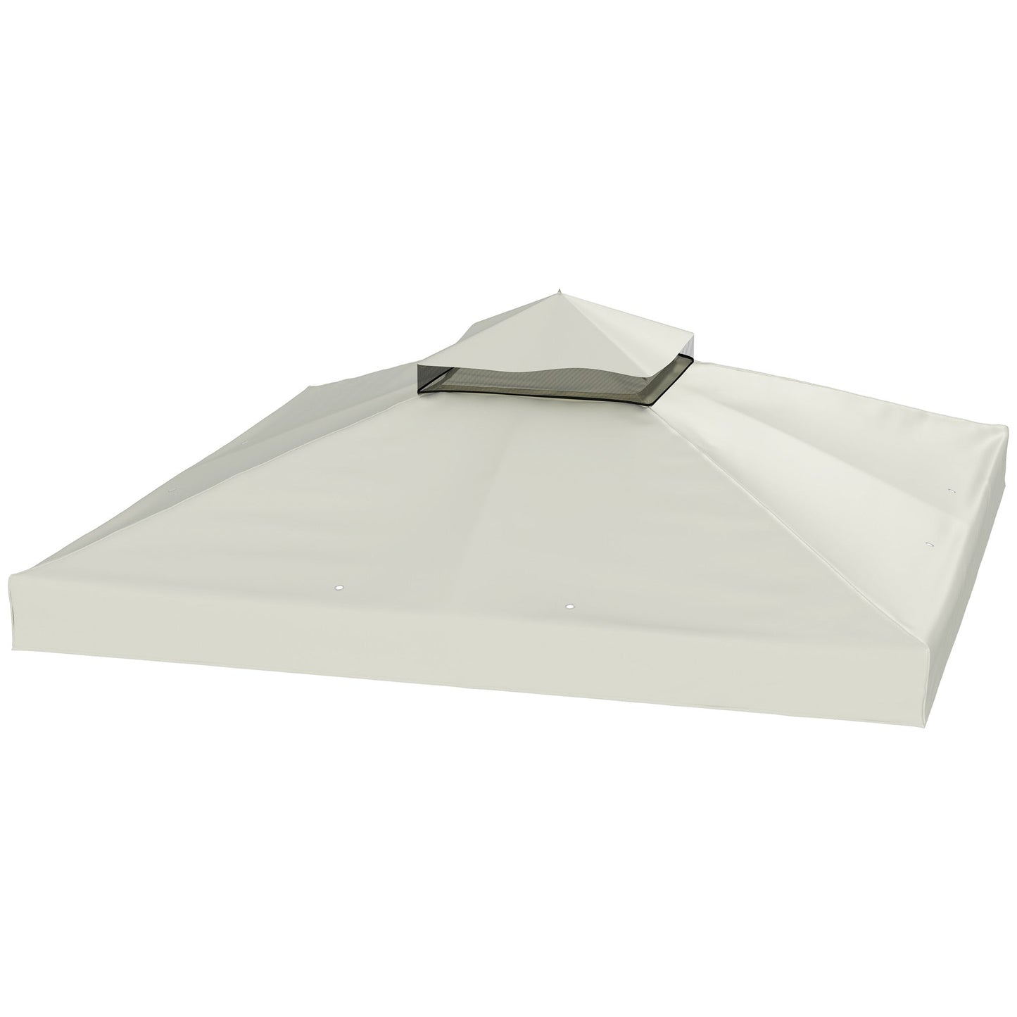 10' x 10' Gazebo Replacement Canopy Cover, 2-Tier Outdoor Gazebo Roof Replacement with Drain Holes, Water Resistant Plastic Coating, 370g/㎡, UPF30+, TOP COVER ONLY, Light Grey