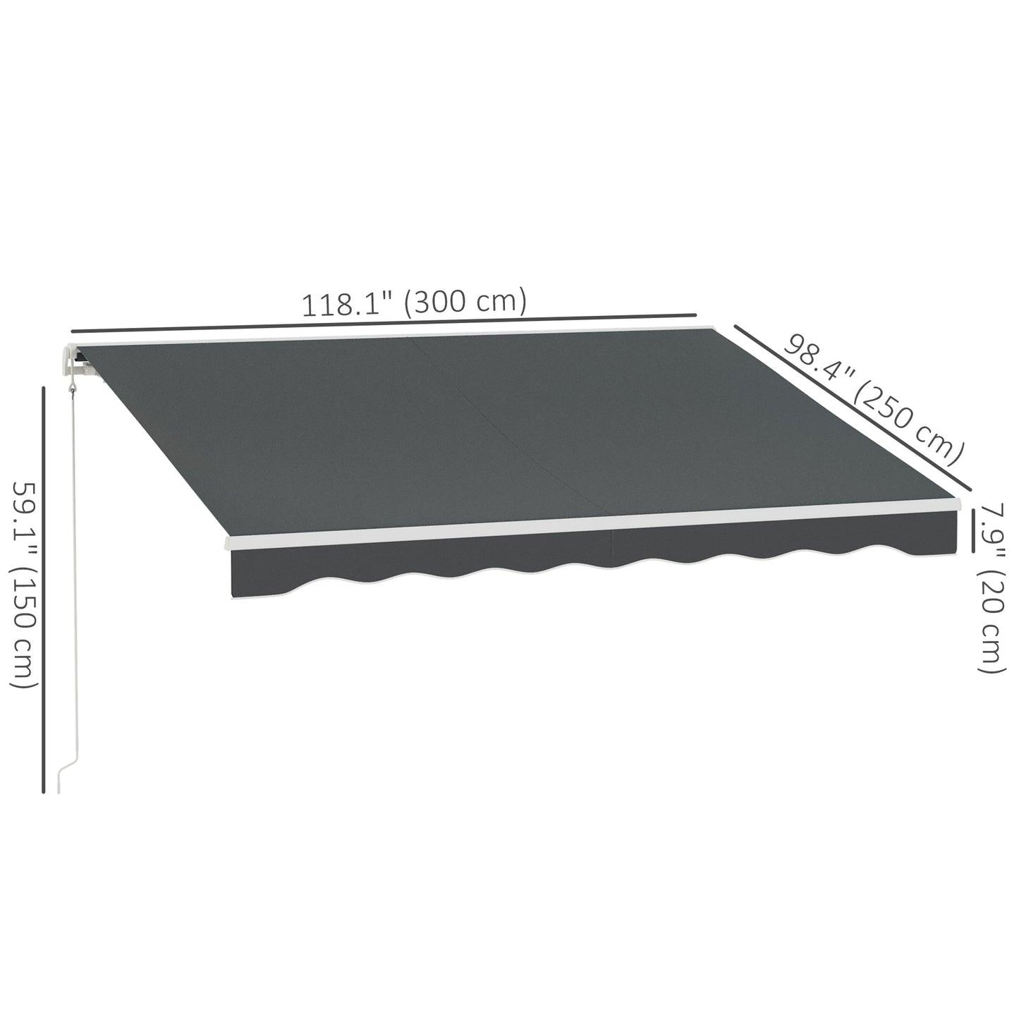 10' x 8' Electric Awning, Retractable Awning Sun Shade Shelter with Remote Controller, Manual Crank Handle and Aluminum Frame, for Deck, Balcony, Yard, Grey