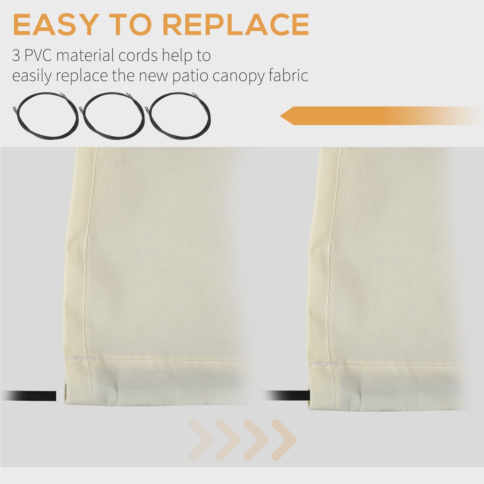 11' x 10' Retractable Awning Fabric Replacement Outdoor Sunshade Canopy Awning Cover, UV Protection, Cream White