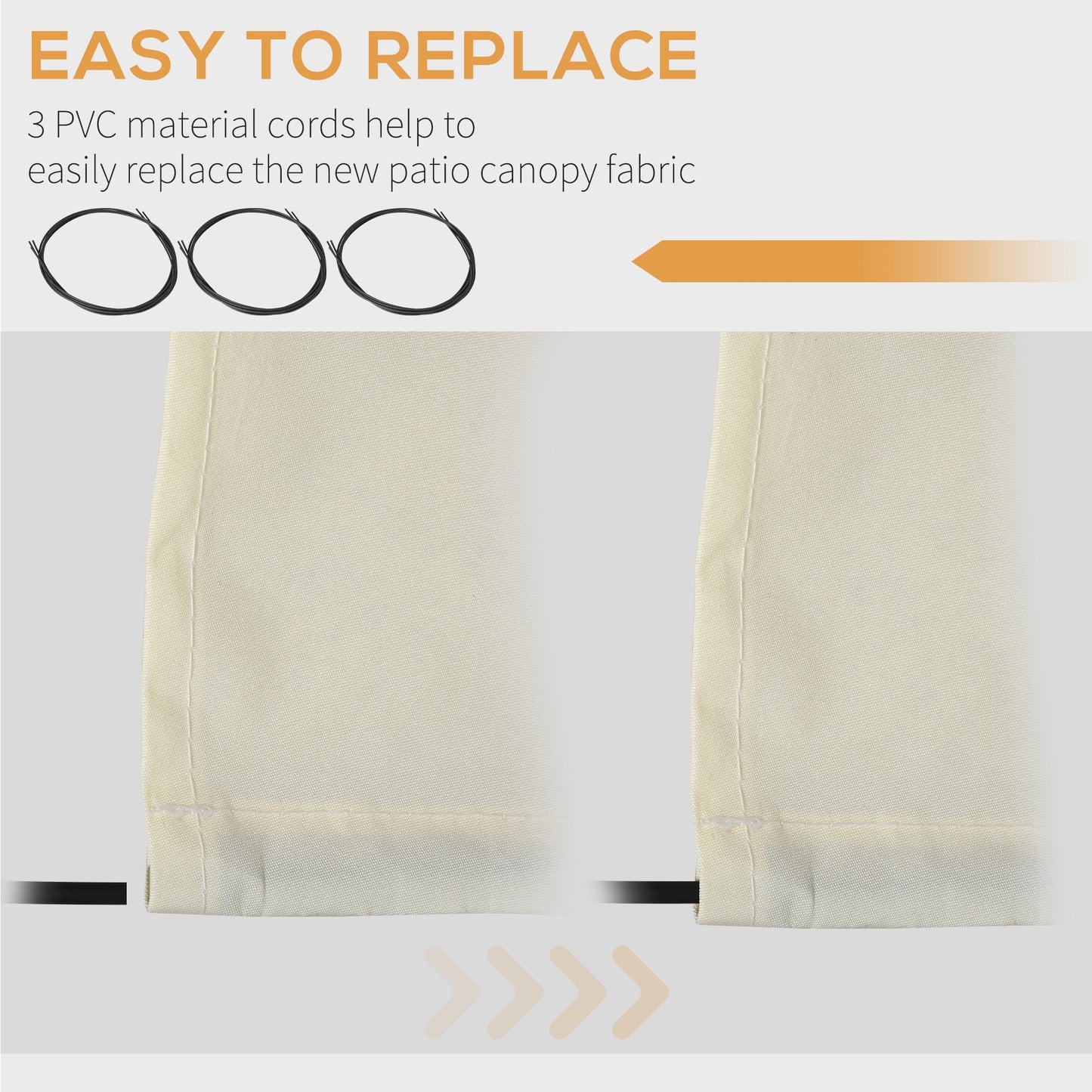 11' x 10' Retractable Awning Fabric Replacement Outdoor Sunshade Canopy Awning Cover, UV Protection, Cream White