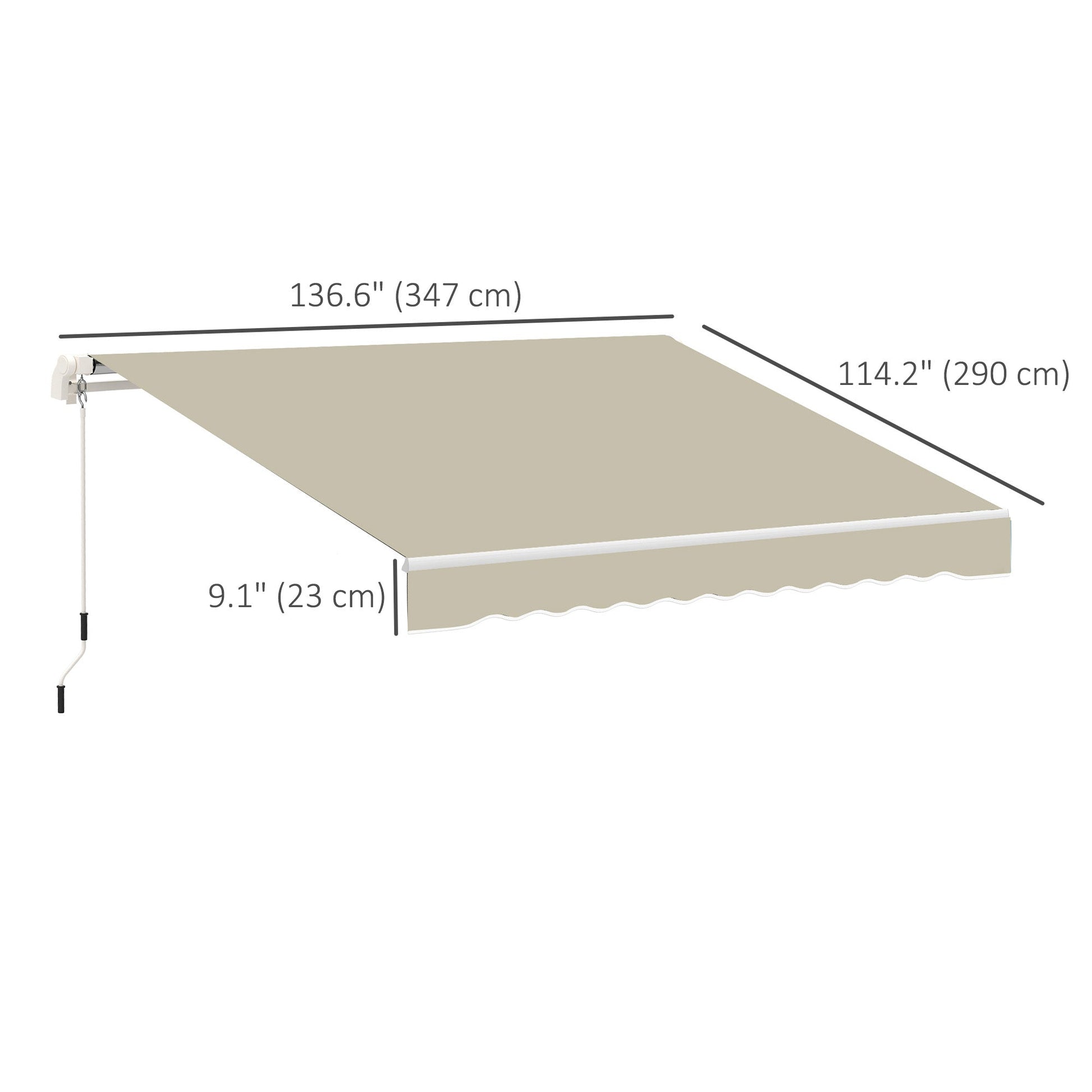 11' x 10' Retractable Awning Fabric Replacement Outdoor Sunshade Canopy Awning Cover, UV Protection, Cream White