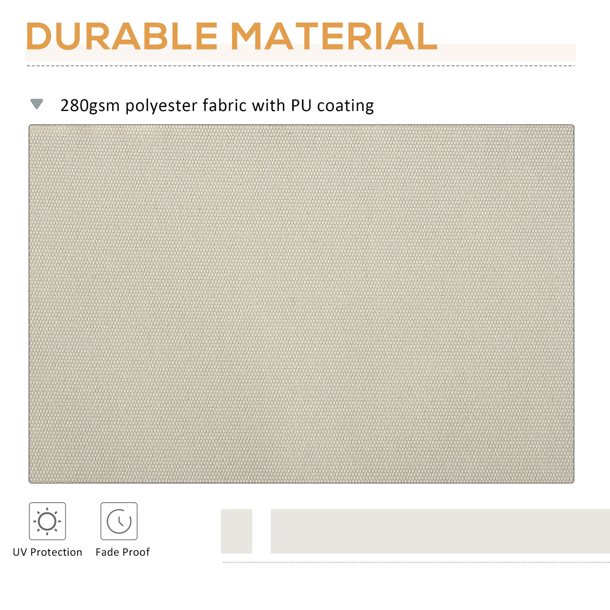 11' x 10' Retractable Awning Fabric Replacement Outdoor Sunshade Canopy Awning Cover, UV Protection, Cream White
