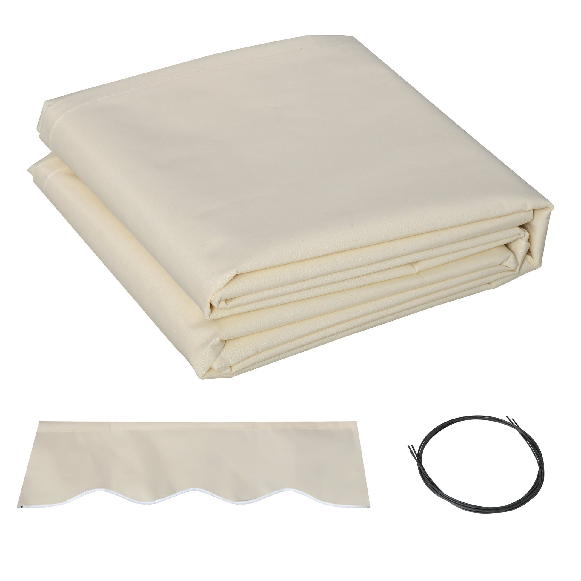 11' x 10' Retractable Awning Fabric Replacement Outdoor Sunshade Canopy Awning Cover, UV Protection, Cream White