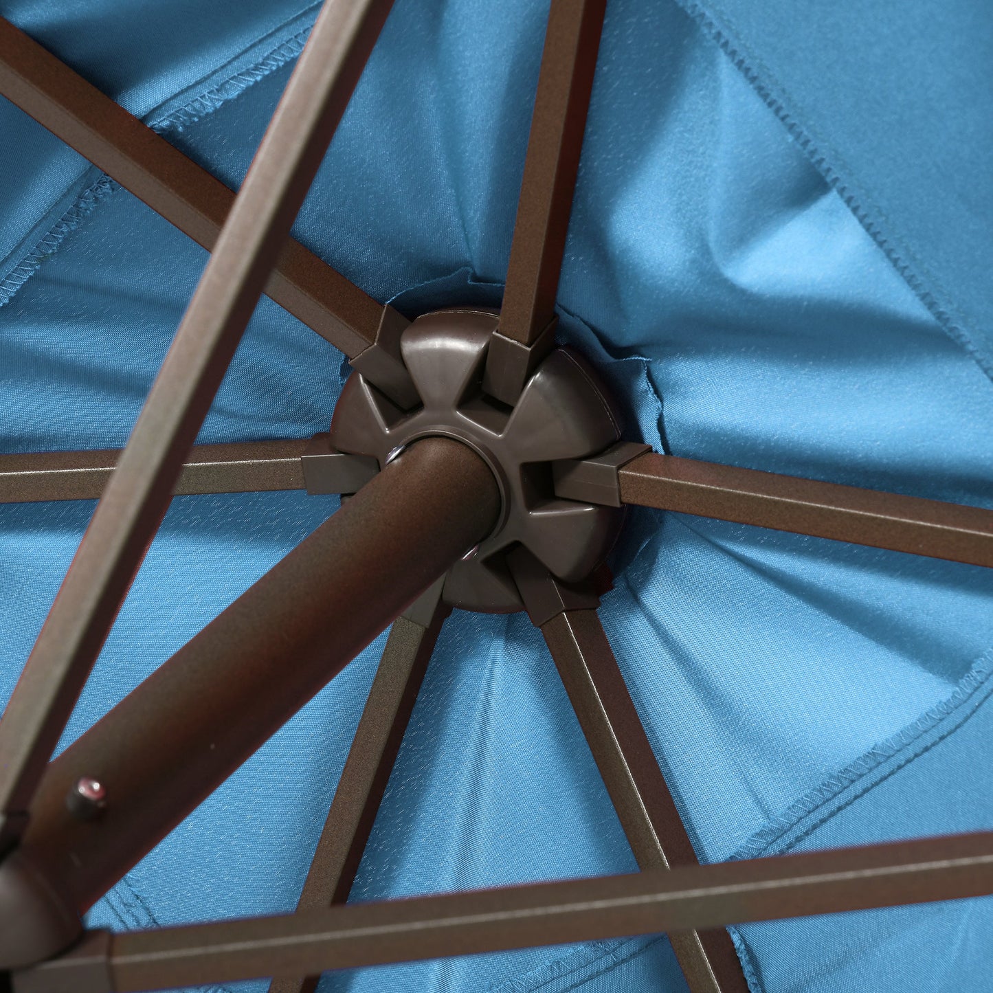 6.5x10ft Patio Umbrella Rectangle Solar Powered Tilt Aluminum Outdoor Market Parasol with LEDs Crank (Turquoise)