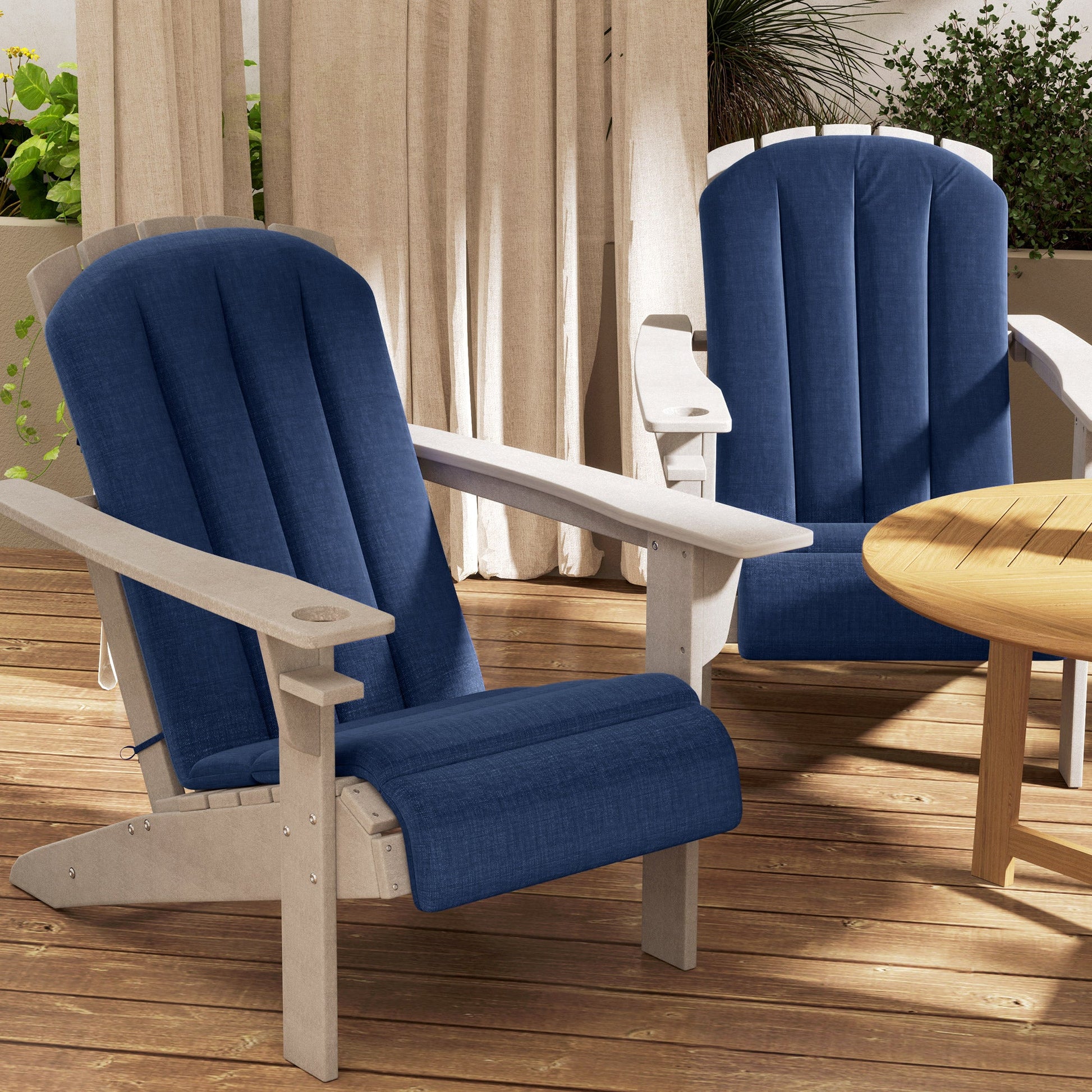 Adirondack Chair Cushion Set of 4, Outdoor Chair Cushions, High Back Patio Chair Cushions with Ties, Non-Slip Replacement Seat Cushion for Patio Furniture, Navy Blue