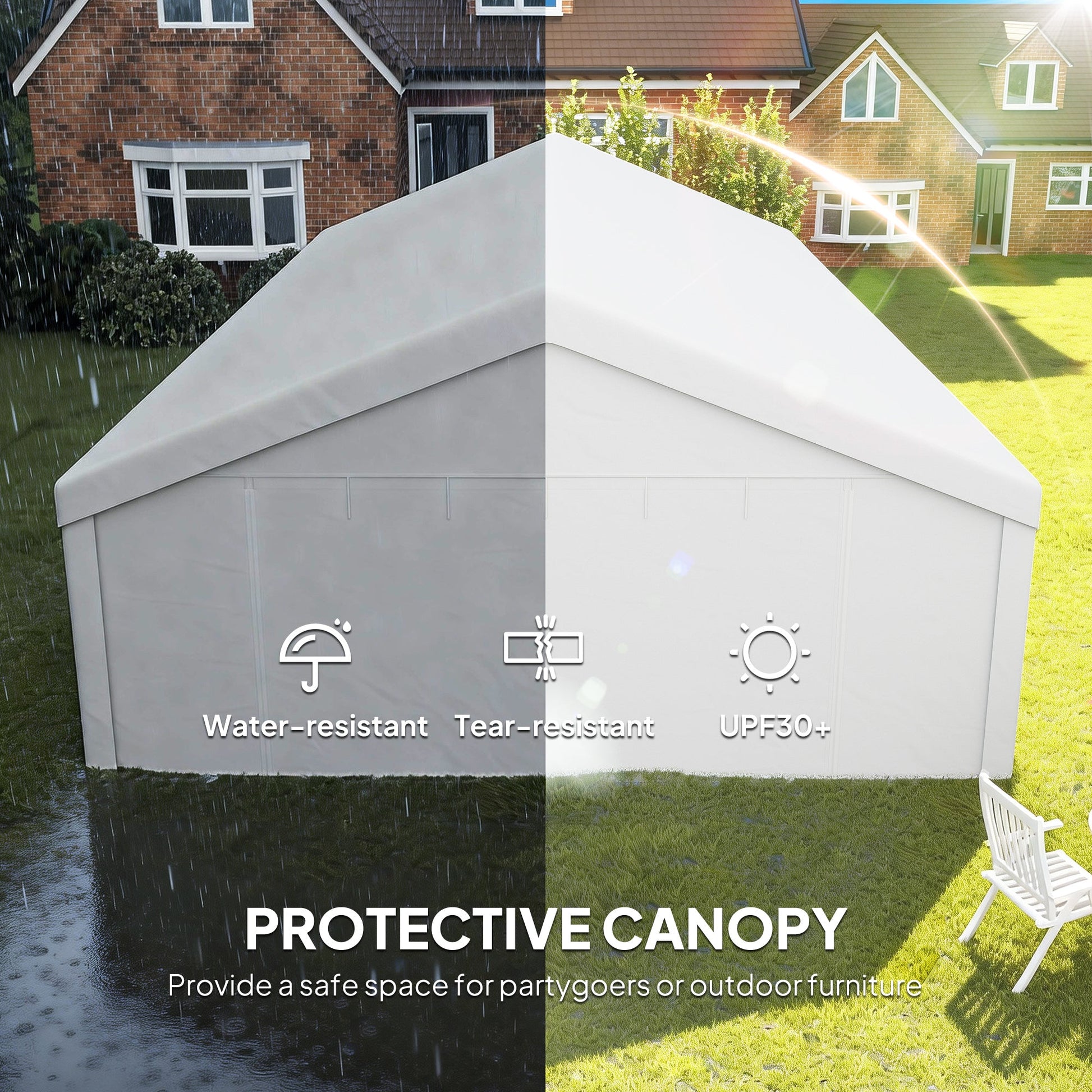 20' x 40' Heavy Duty Party Tent and Carport, Galvanized Outdoor Canopy Tent Event Tent with 12 Removable Window Sidewalls for Parties, Wedding, Events, BBQ, White