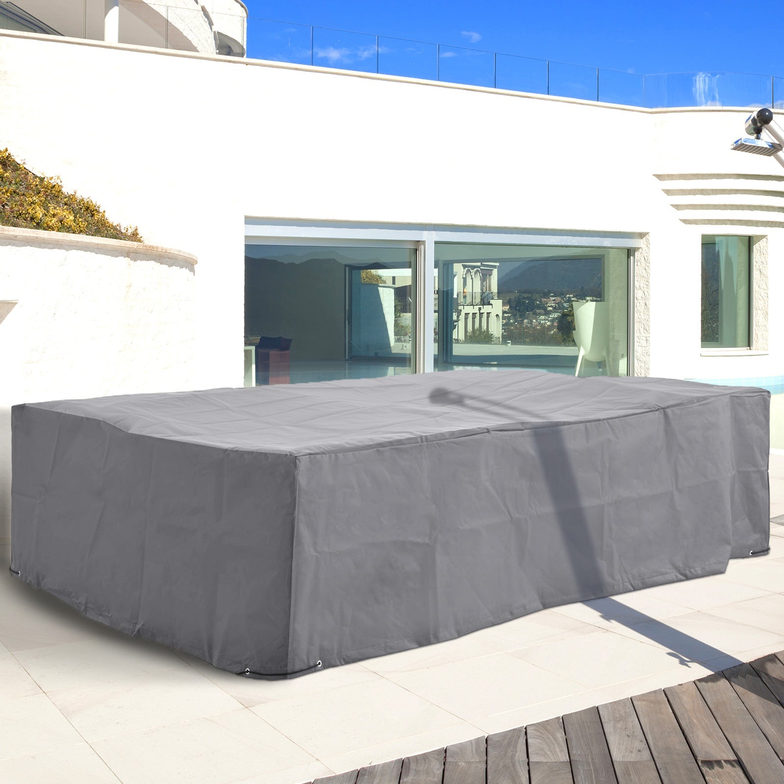 Patio Furniture Covers, Waterproof, Windproof and Anti-UV 300D Oxford Fabric Large Outdoor Furniture Cover for Outdoor Sectional Sofa Set, 97" x 65" x 26", Grey