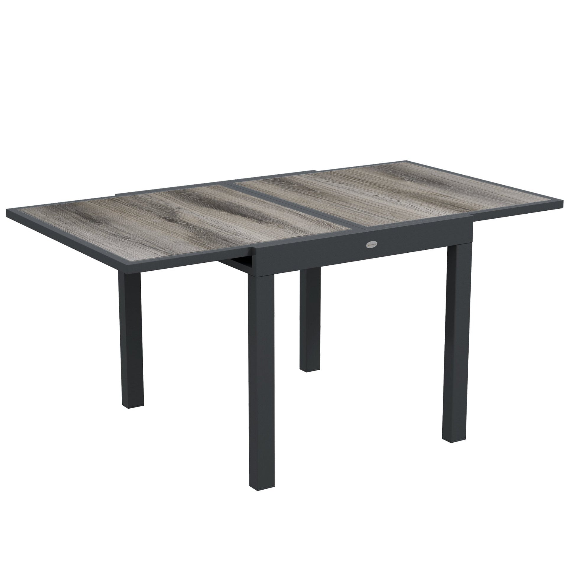 Extendable Outdoor Dining Table, Aluminum Garden Table, Rectangular Patio Table with Plastic Board Tabletop for Balcony, Lawn, Grey