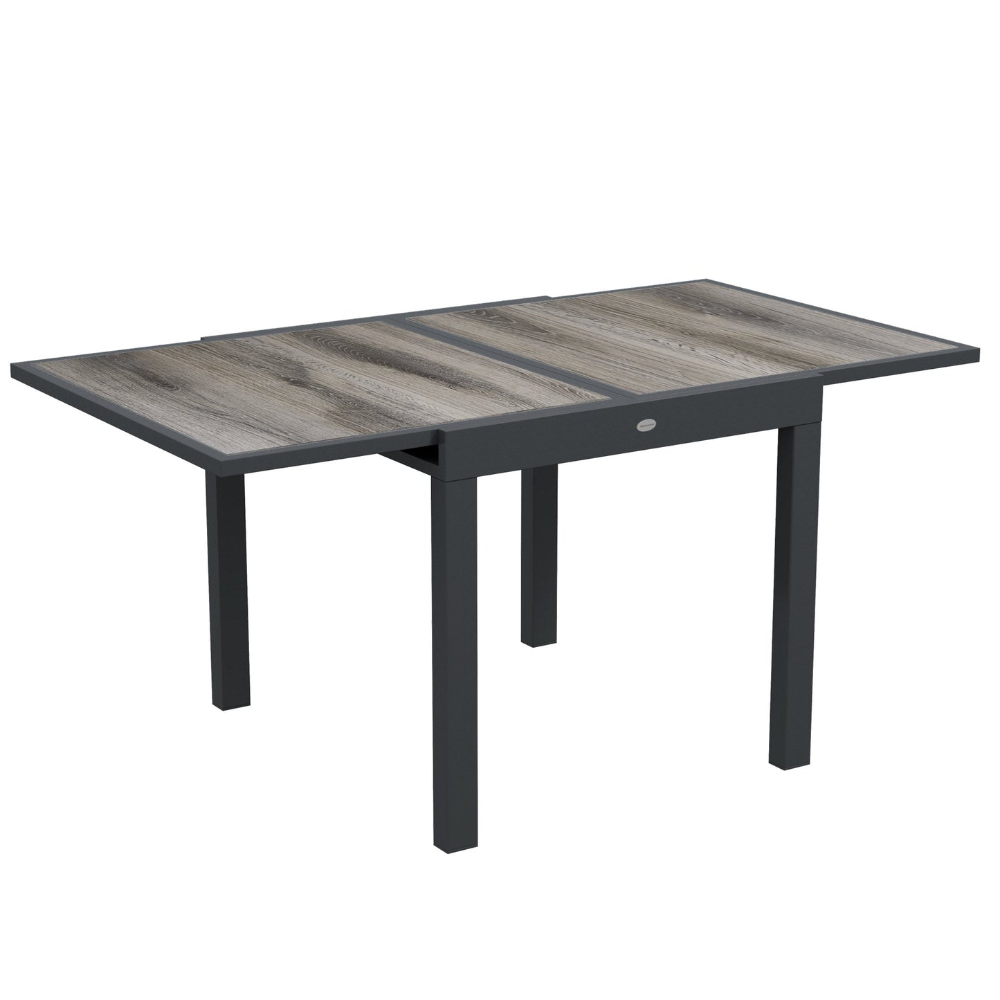 Extendable Outdoor Dining Table, Aluminum Garden Table, Rectangular Patio Table with Plastic Board Tabletop for Balcony, Lawn, Grey