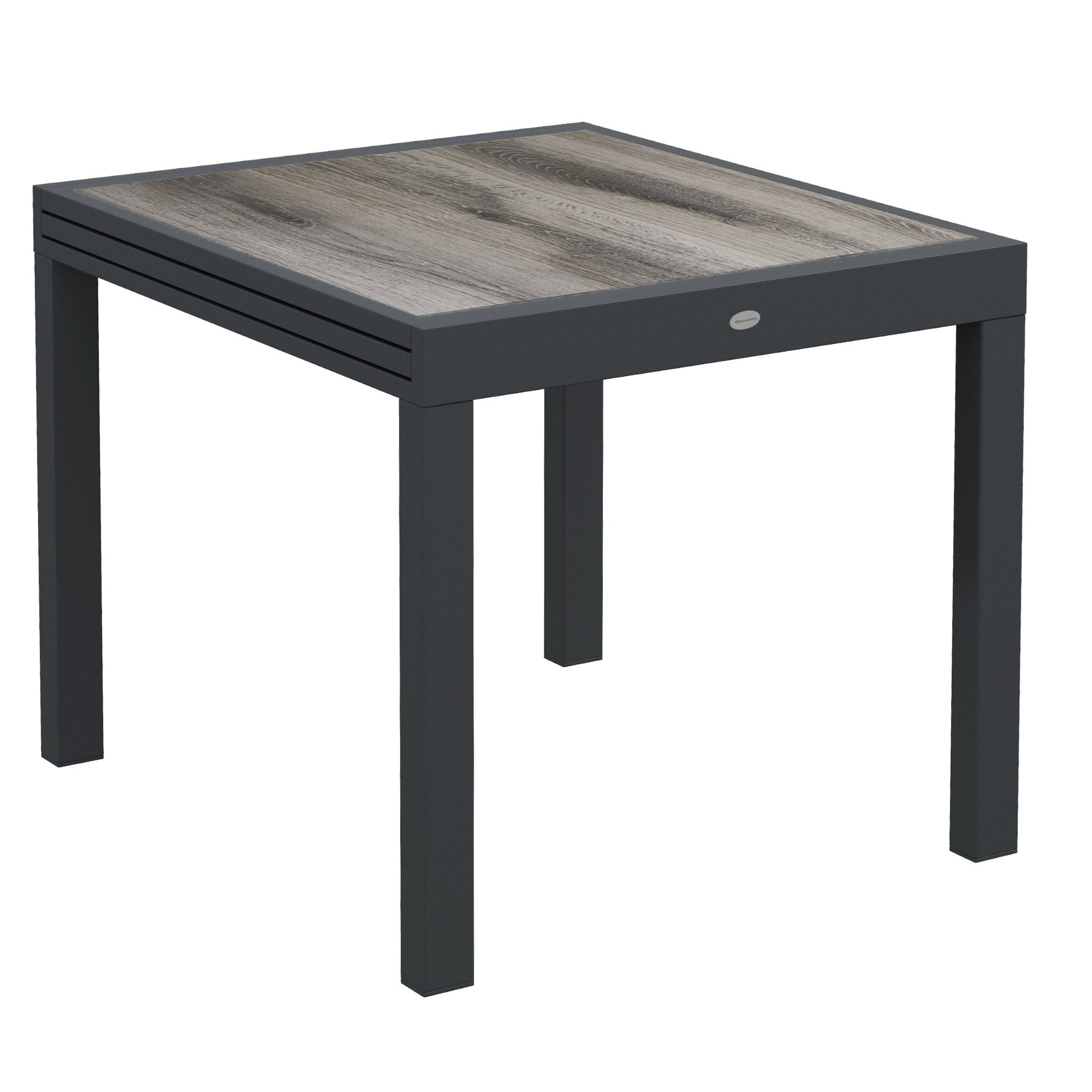 Extendable Outdoor Dining Table, Aluminum Garden Table, Rectangular Patio Table with Plastic Board Tabletop for Balcony, Lawn, Grey