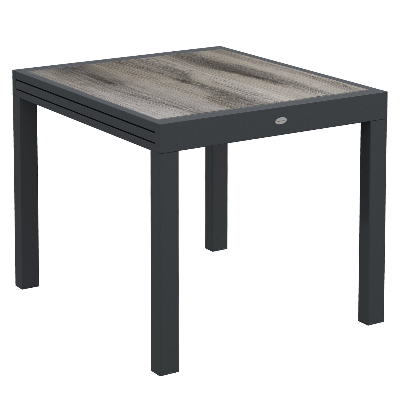 Extendable Outdoor Dining Table, Aluminum Garden Table, Rectangular Patio Table with Plastic Board Tabletop for Balcony, Lawn, Grey