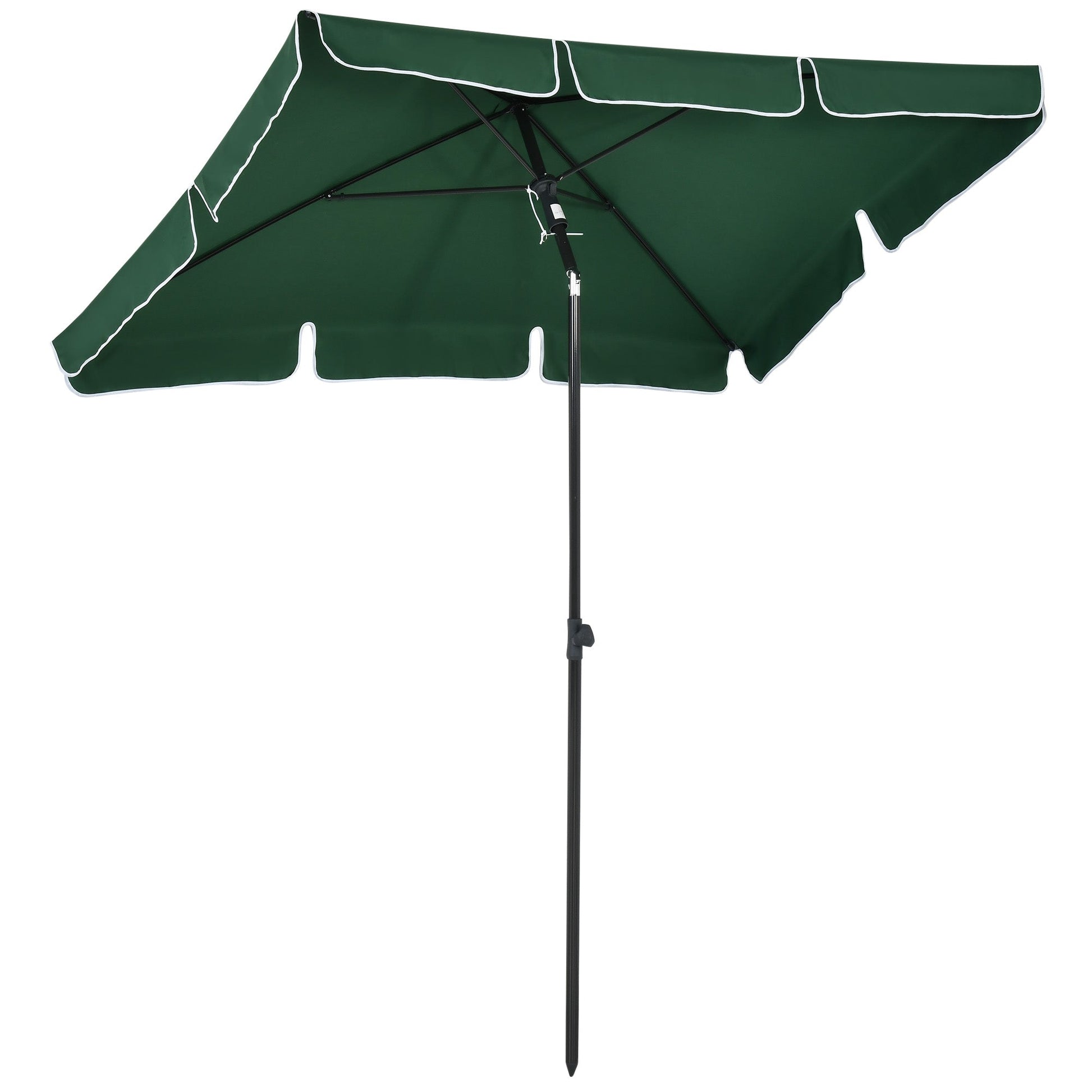 6.5x4ft Rectangle Patio Umbrella Aluminum Tilt Adjustable Garden Parasol Sun Shade Outdoor Canopy Green