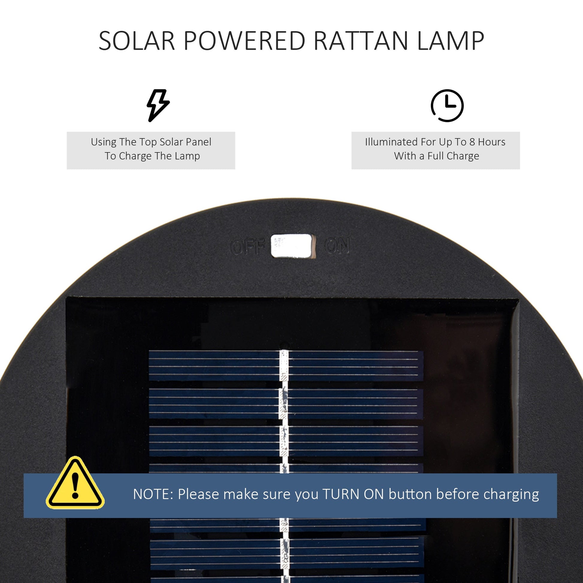 Wicker Solar Floor Lamp, 24" Solar Powered Outdoor Lamp with Auto On/Off LED Lights, IP44 Waterproof, Decorative Outdoor Lantern for Patio, Porch, Pathway, Black