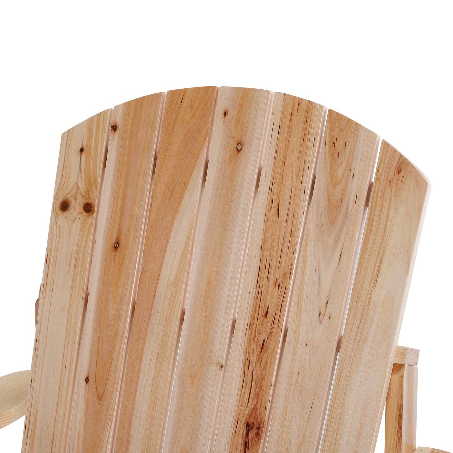 Classic Adirondack Chair Muskoka Chair, Garden Deck Chair with Cup Holder for Patio, Indoor, Backyard, Natural
