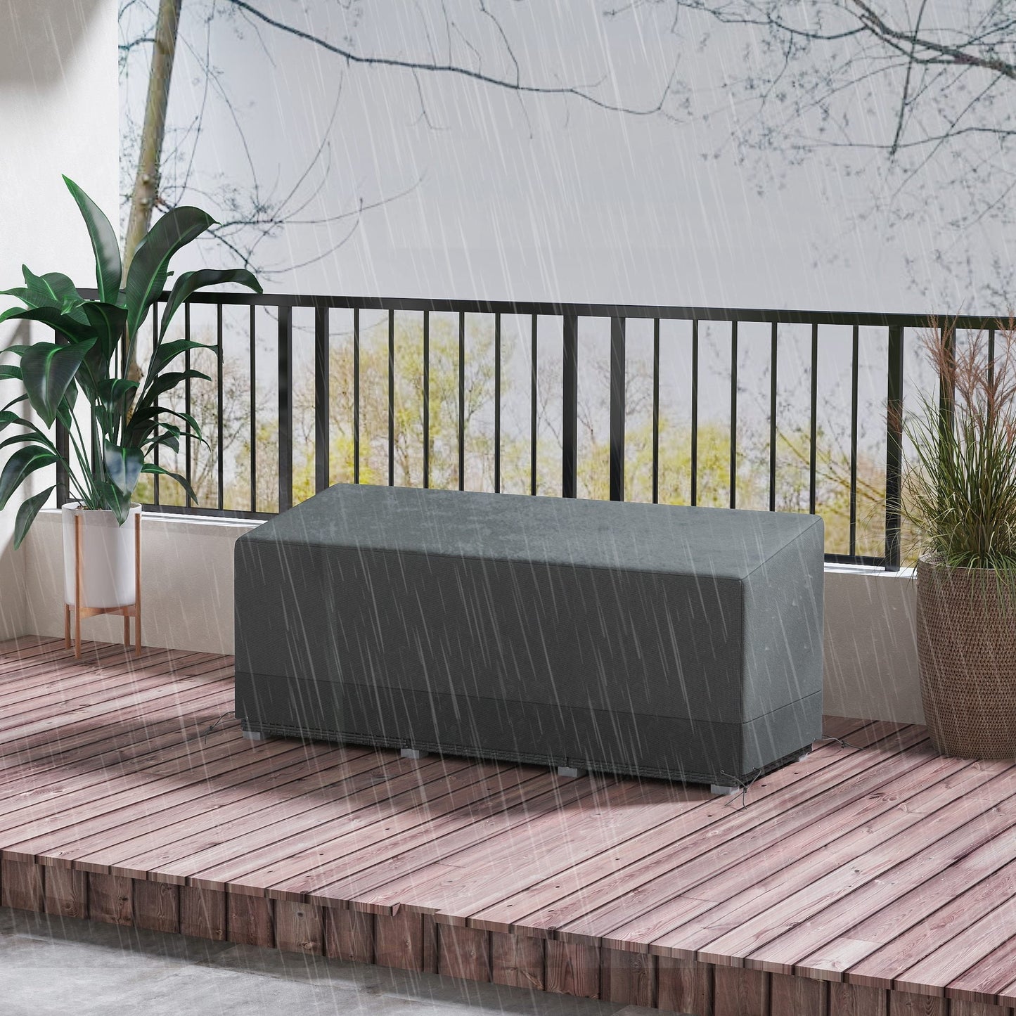 Patio Furniture Covers Waterproof for 3 Seater Sofa Bistro Set, 600D Heavy Duty Oxford Outdoor Patio Cover, UV-Resistant Sectional Couch Cover, 75" x 28.3" x 29.9", Grey